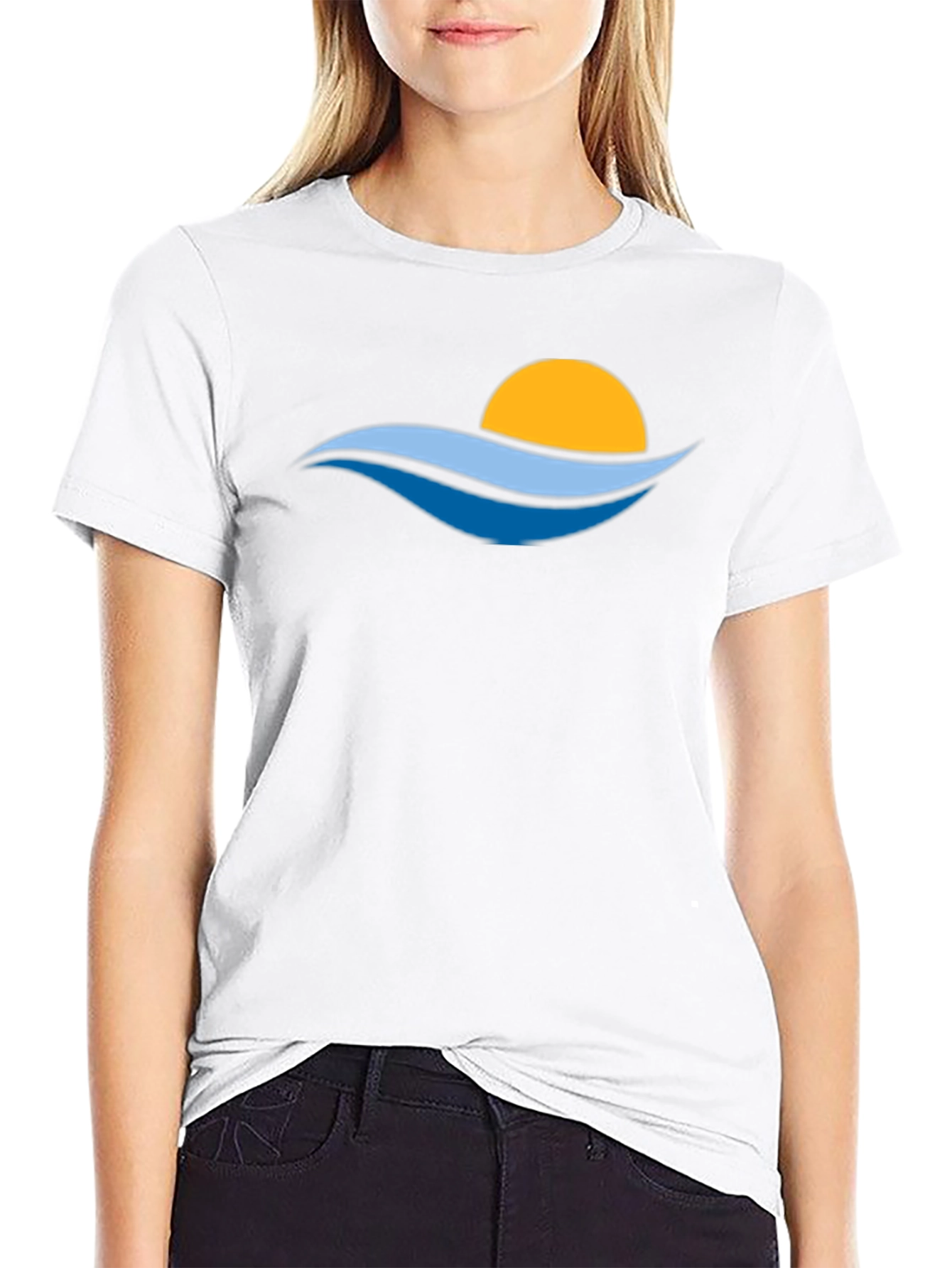 Sunset Waves Graphic Tee - Stylish Black T-Shirt