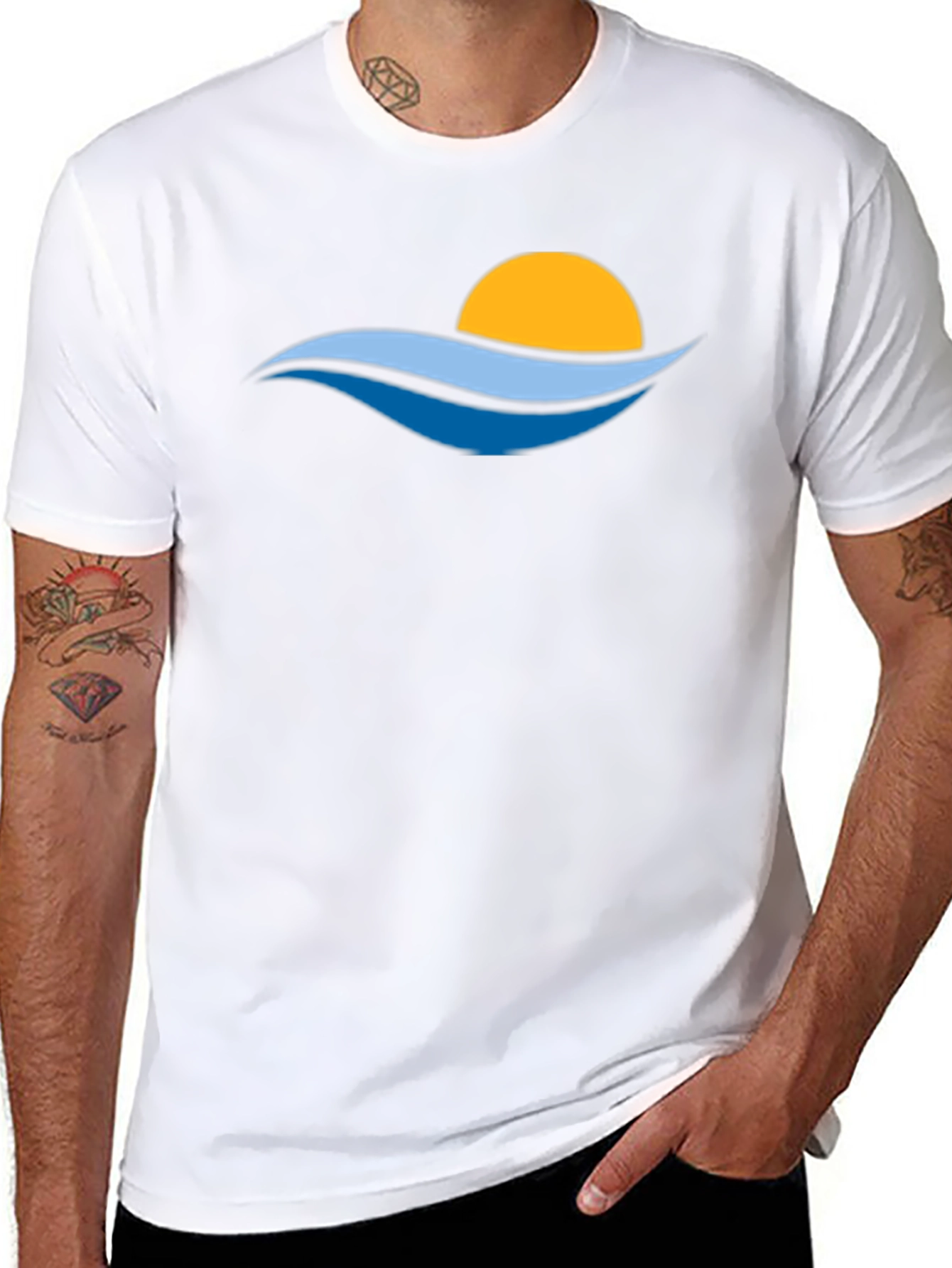 Sunset Waves Graphic Tee - Stylish Black T-Shirt