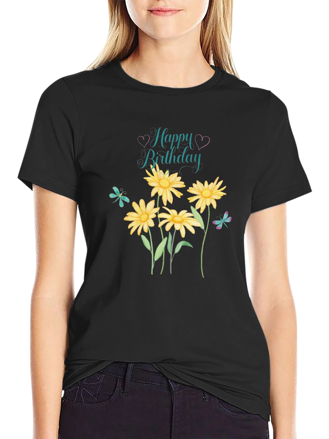 Happy Birthday Floral Graphic T-Shirt