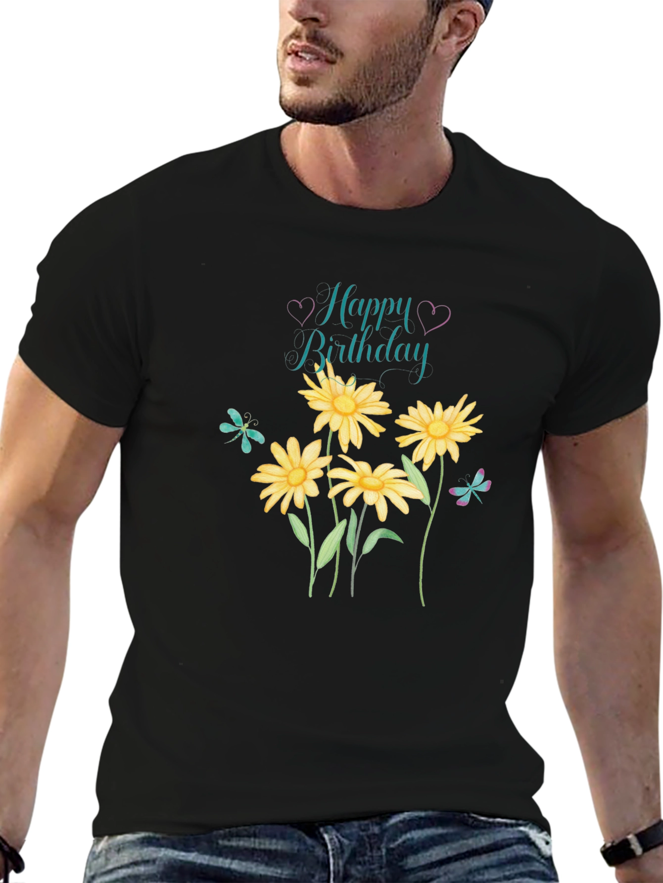 Happy Birthday Floral Graphic T-Shirt