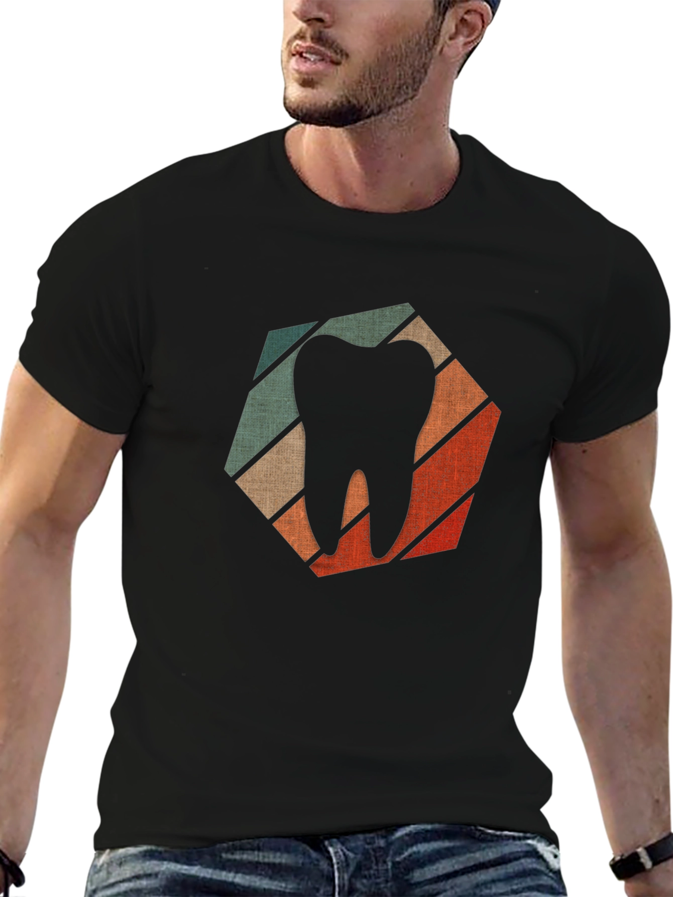 Retro Dentist Tooth Graphic T-Shirt - Black