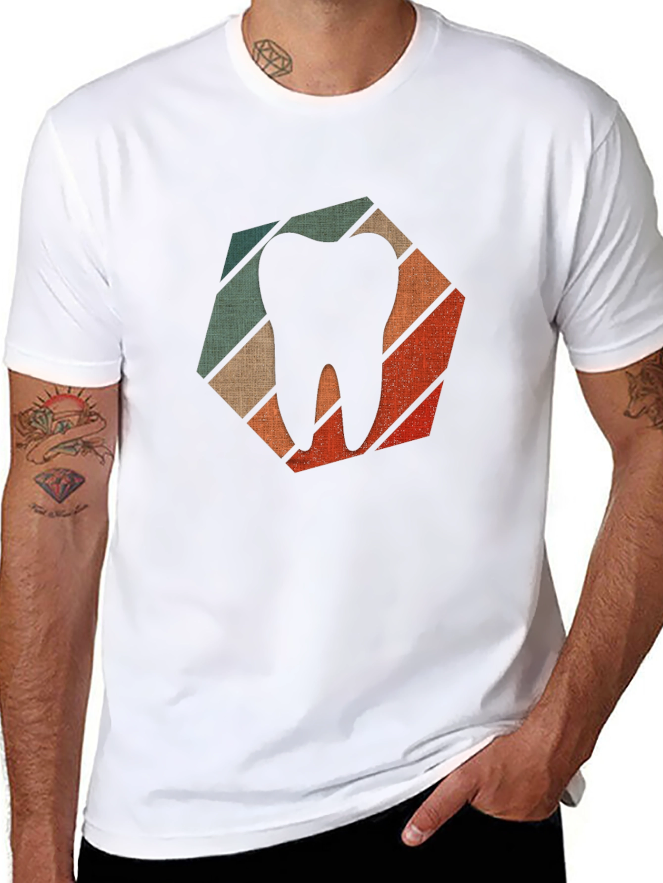 Retro Dentist Tooth Graphic T-Shirt - Black