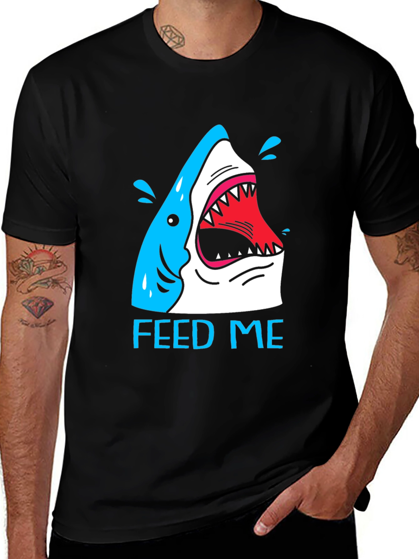 Feed Me Shark T-Shirt - Funny Graphic Tee