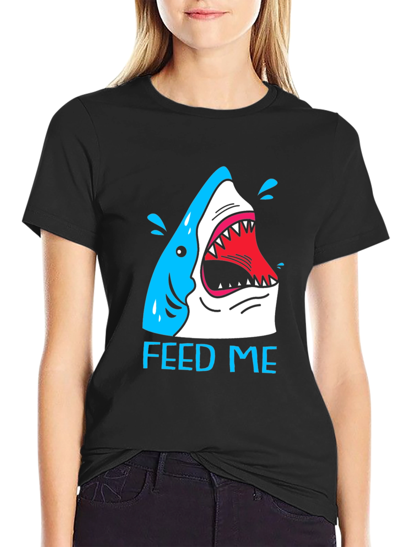Feed Me Shark T-Shirt - Funny Graphic Tee