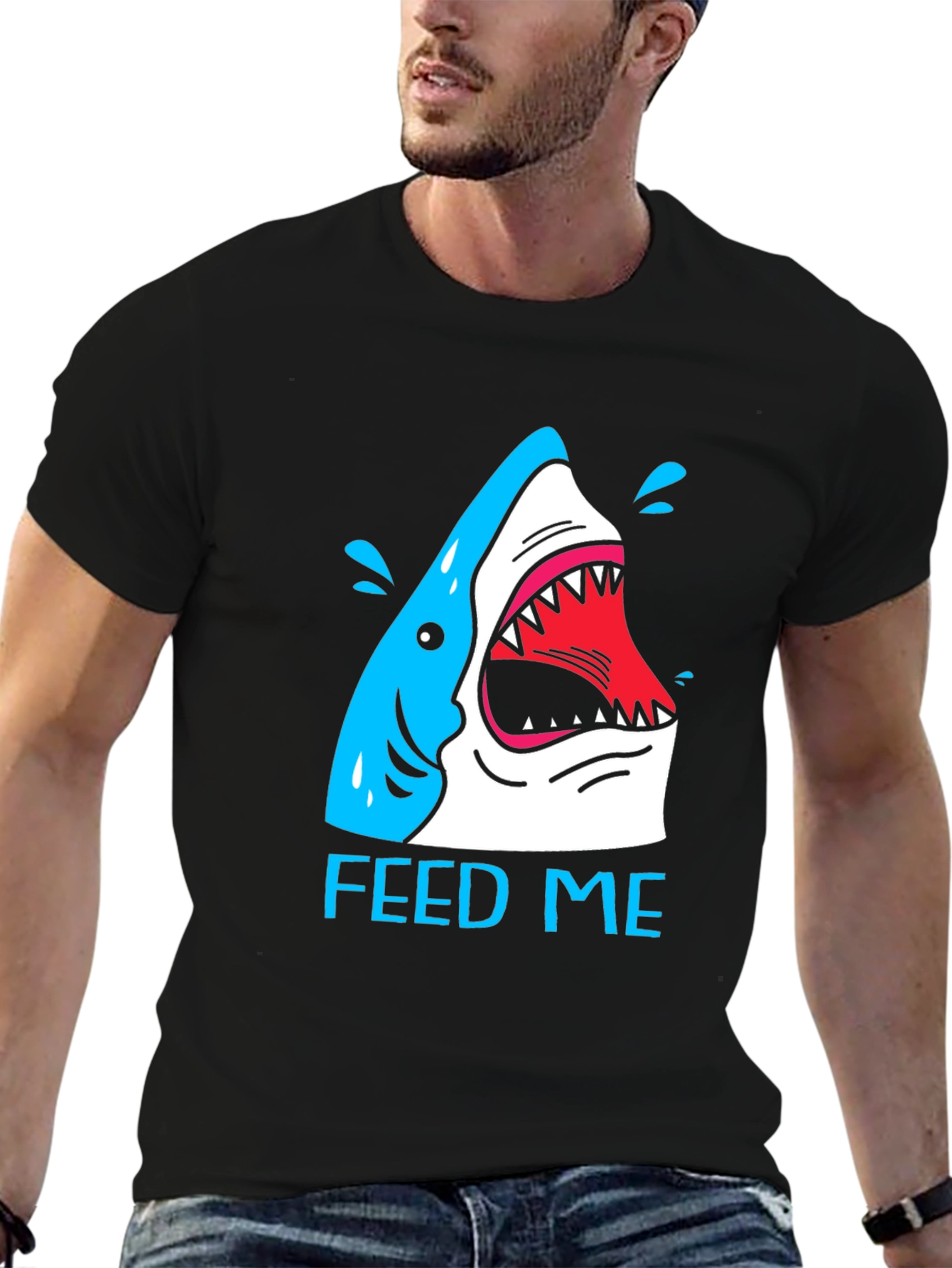 Feed Me Shark T-Shirt - Funny Graphic Tee