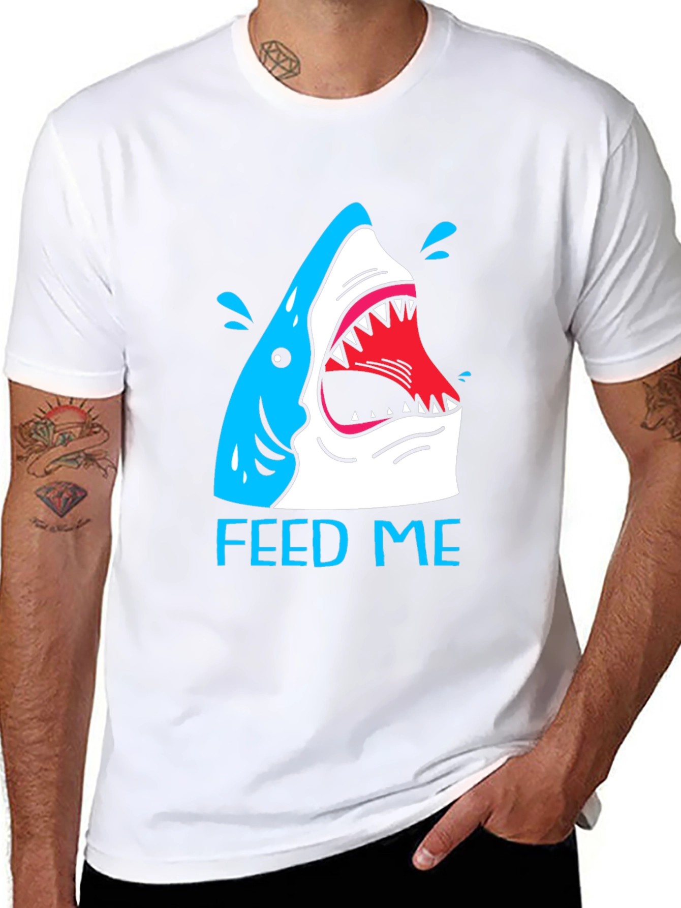 Feed Me Shark T-Shirt - Funny Graphic Tee