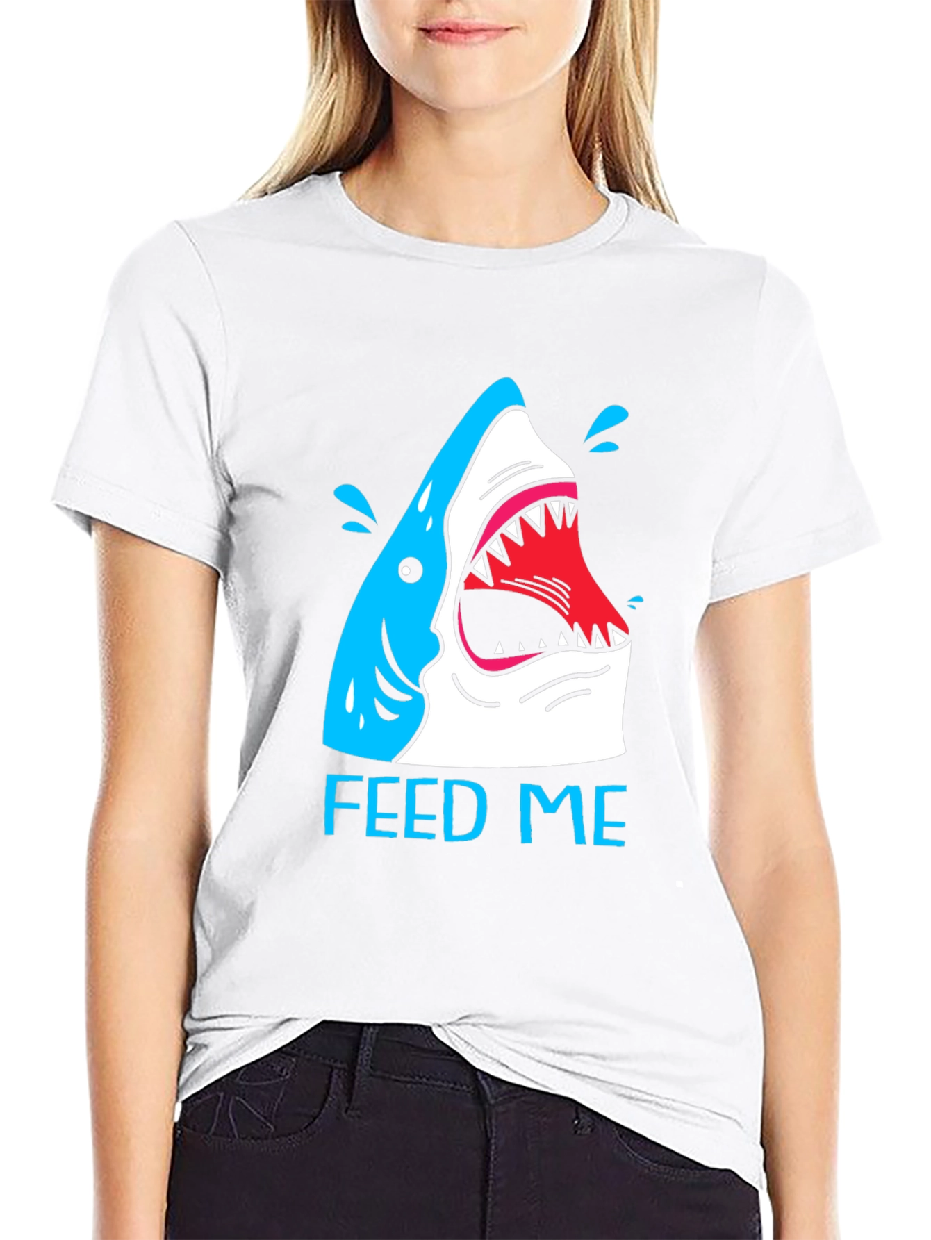 Feed Me Shark T-Shirt - Funny Graphic Tee