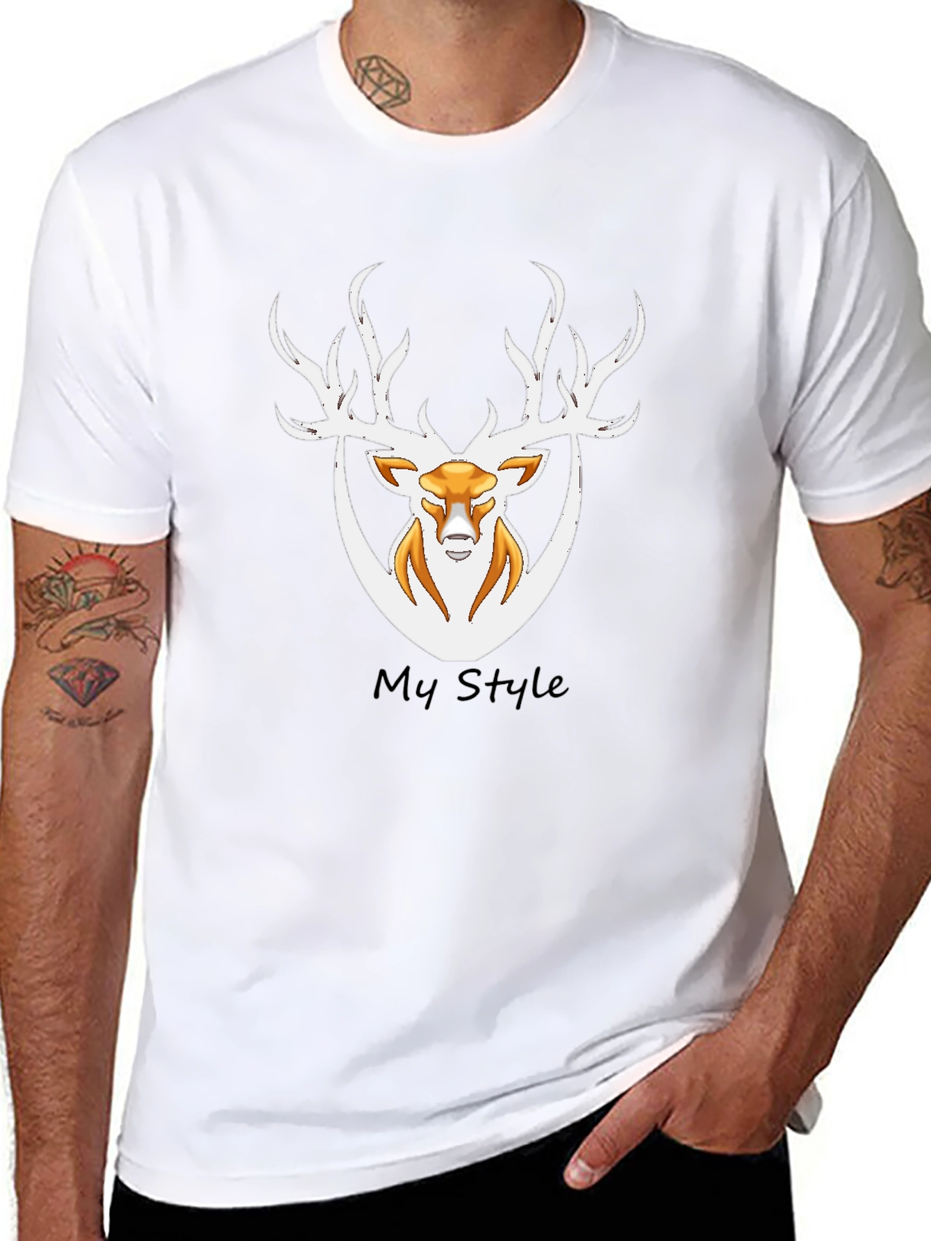Mens Black Deer Graphic Tee - My Style