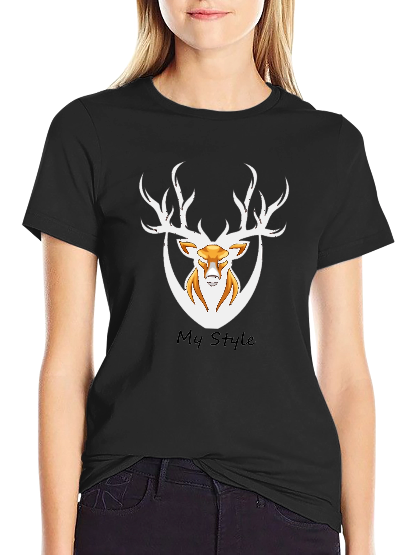 Mens Black Deer Graphic Tee - My Style