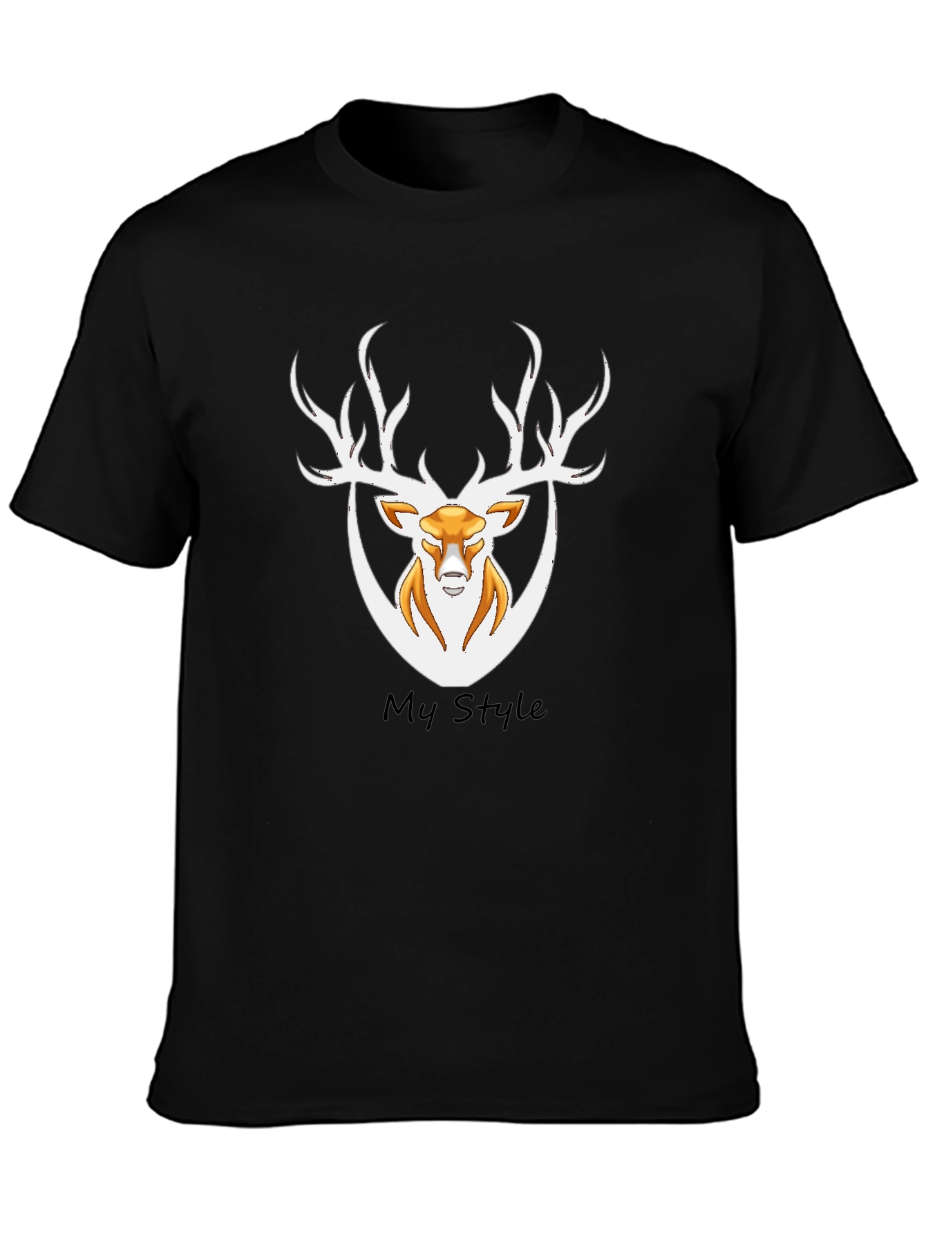 Mens Black Deer Graphic Tee - My Style