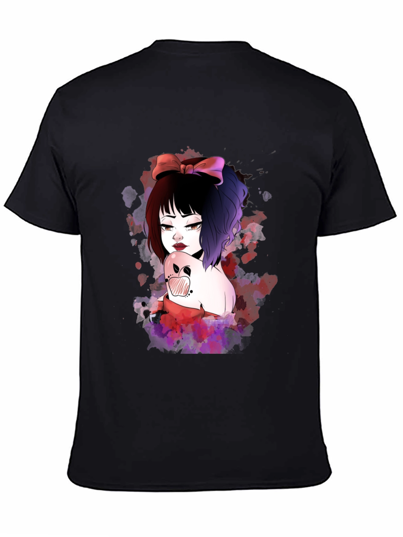 Gothic Anime Girl Black T-Shirt