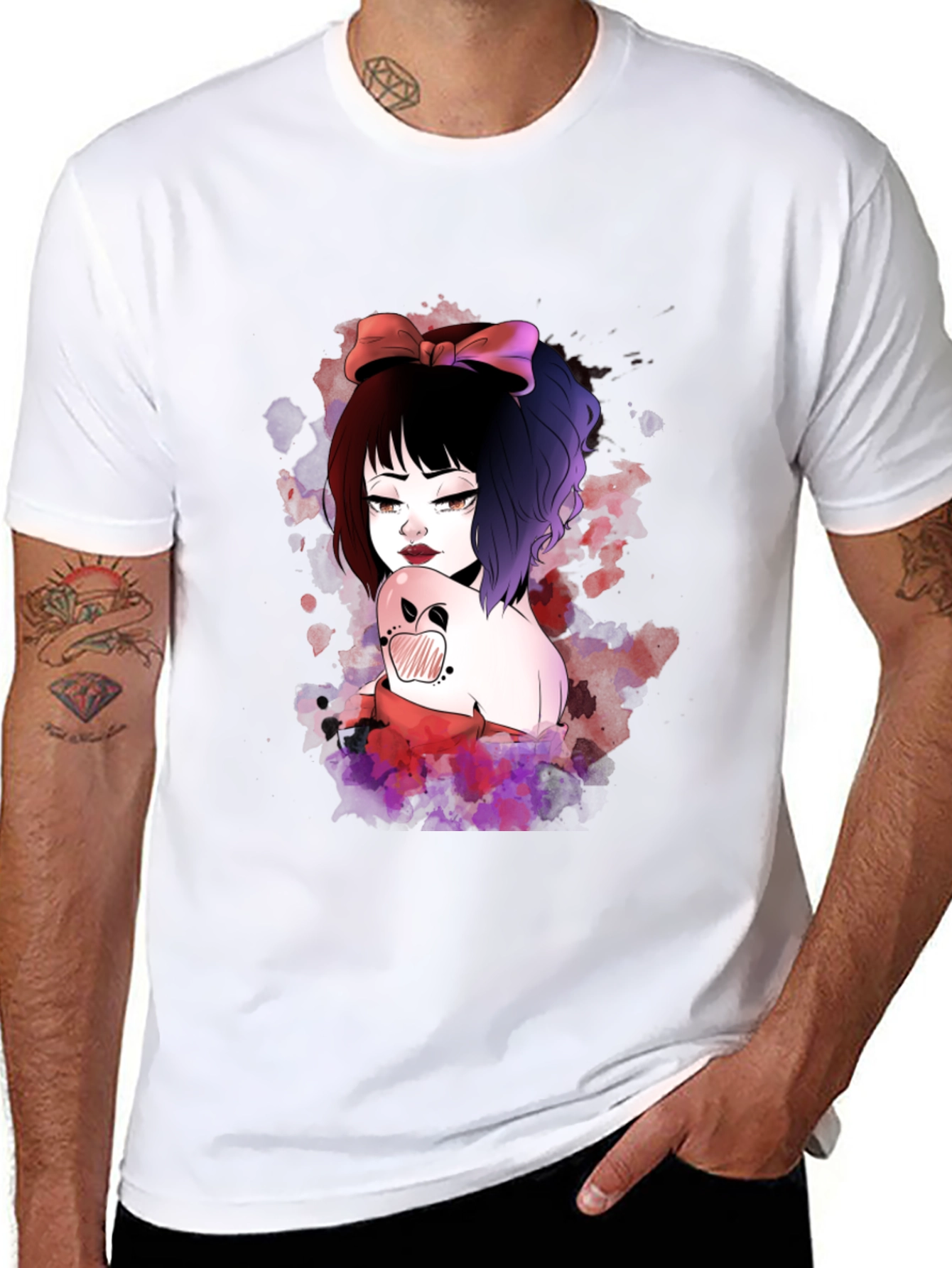 Gothic Anime Girl Black T-Shirt