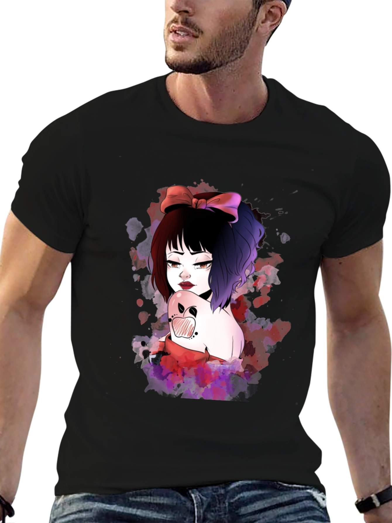 Gothic Anime Girl Black T-Shirt