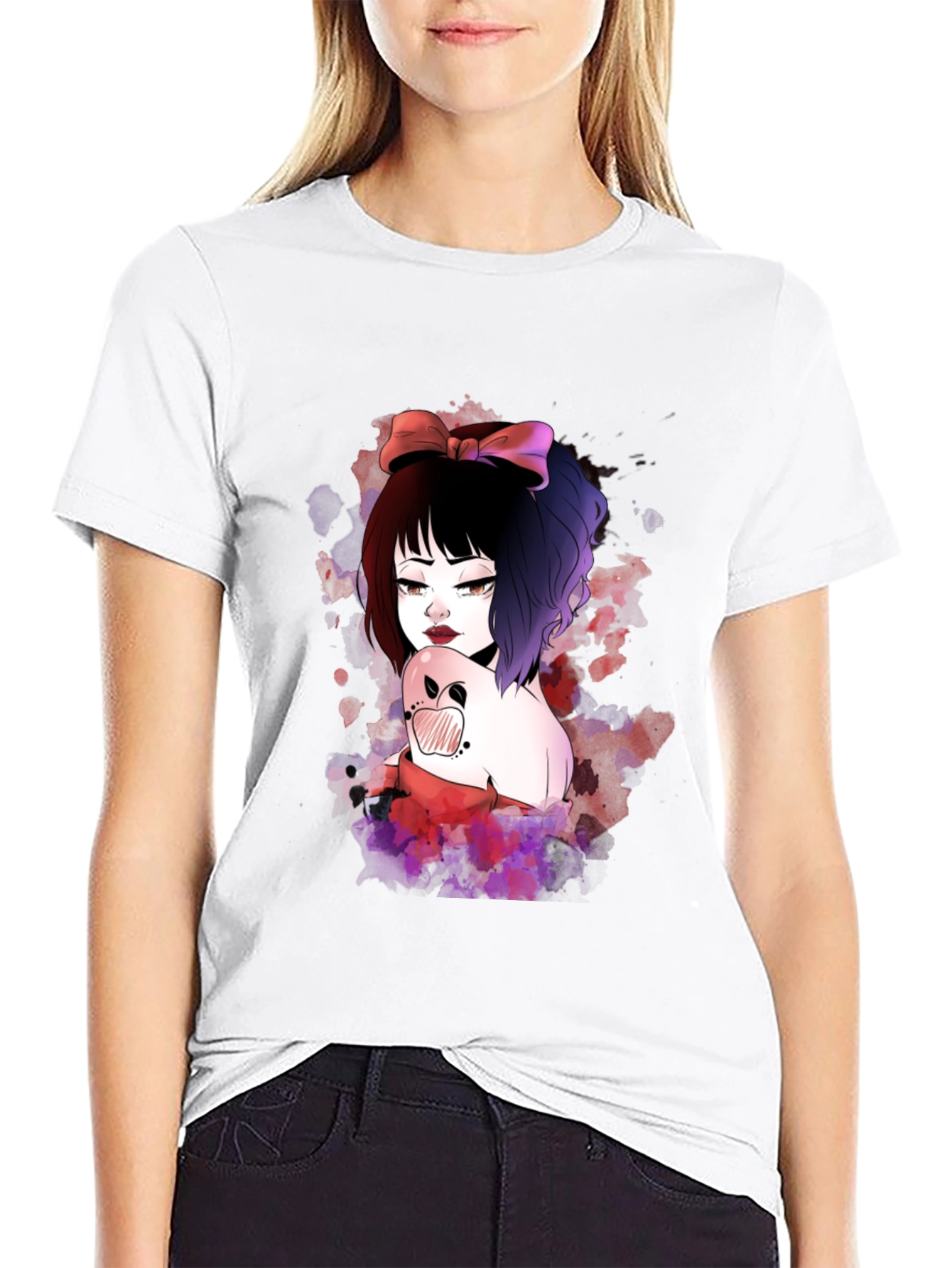 Gothic Anime Girl Black T-Shirt