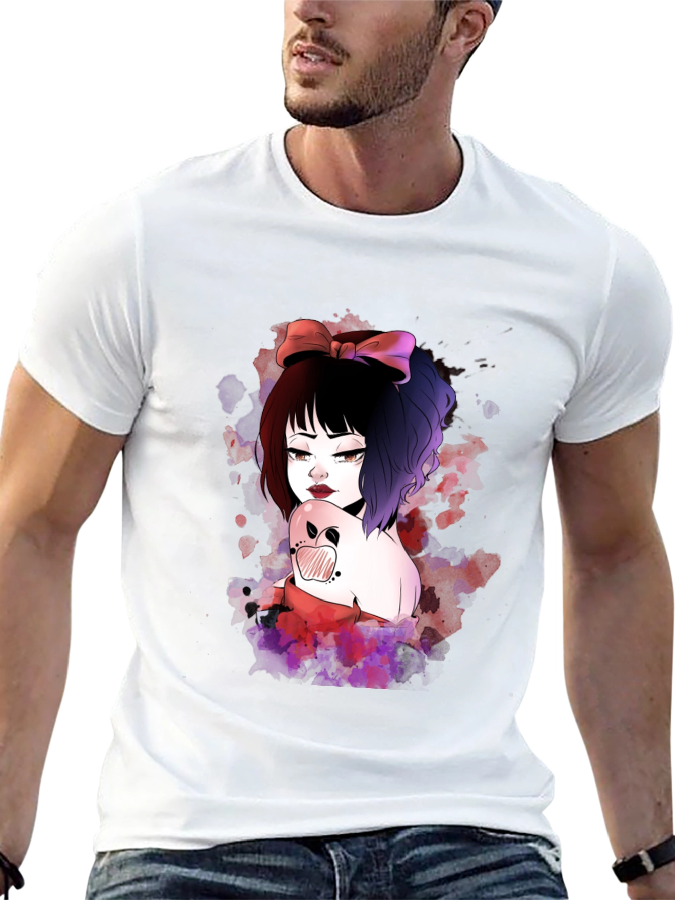 Gothic Anime Girl Black T-Shirt