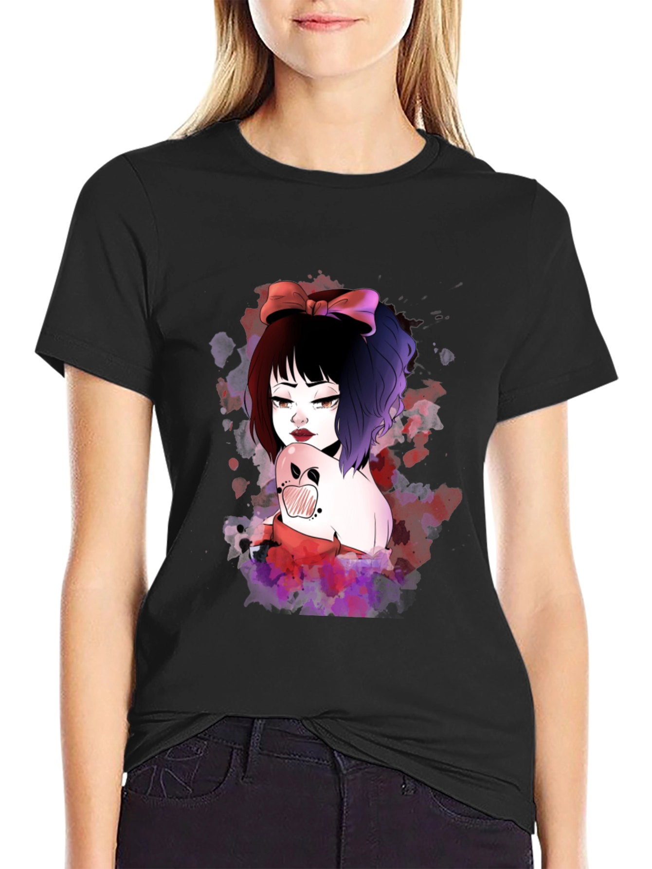 Gothic Anime Girl Black T-Shirt