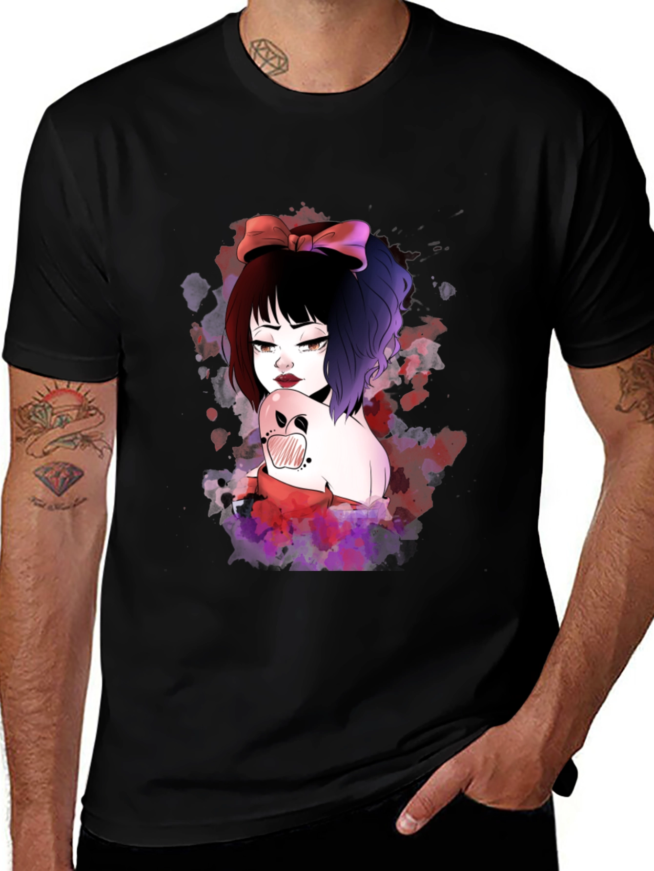 Gothic Anime Girl Black T-Shirt
