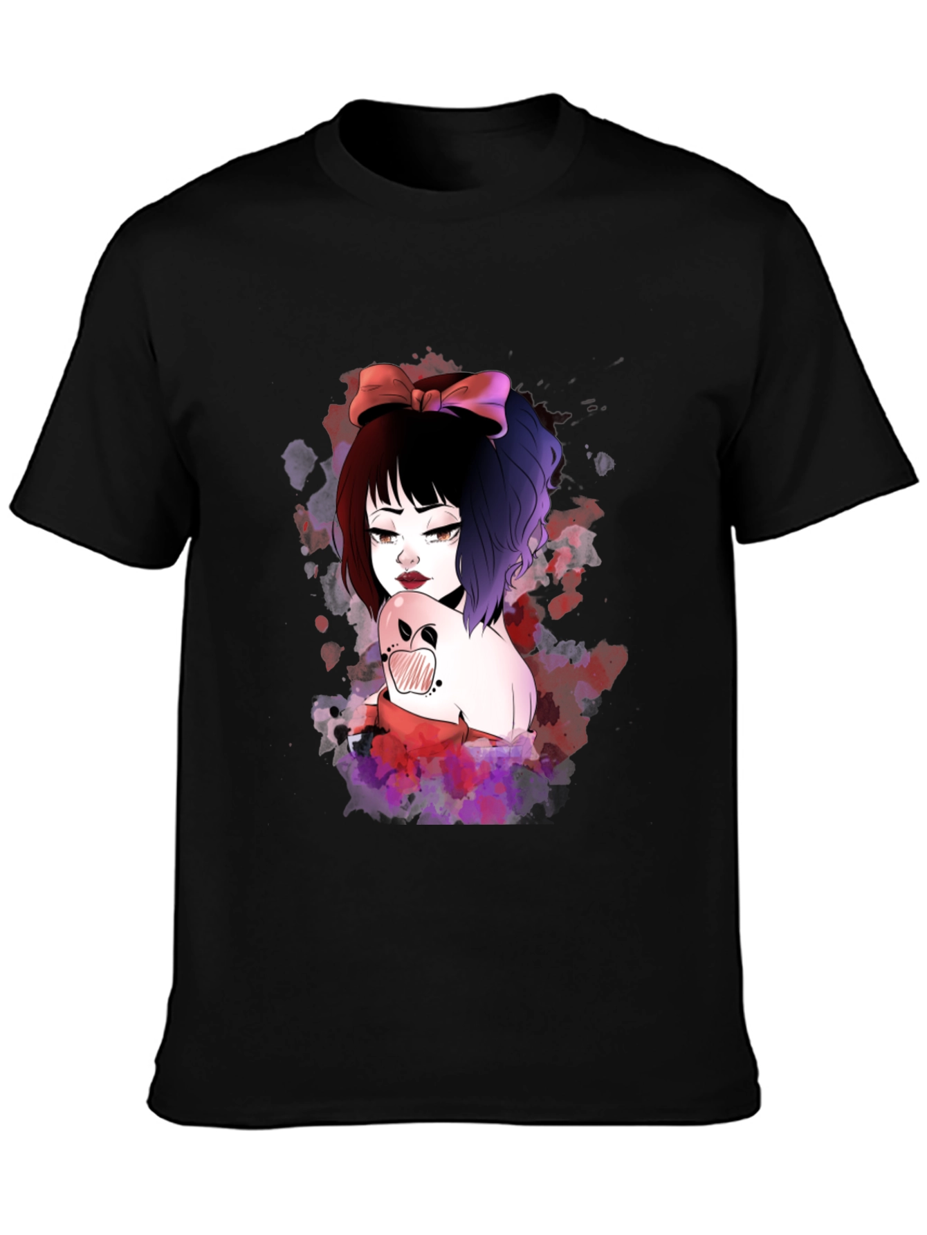 Gothic Anime Girl Black T-Shirt