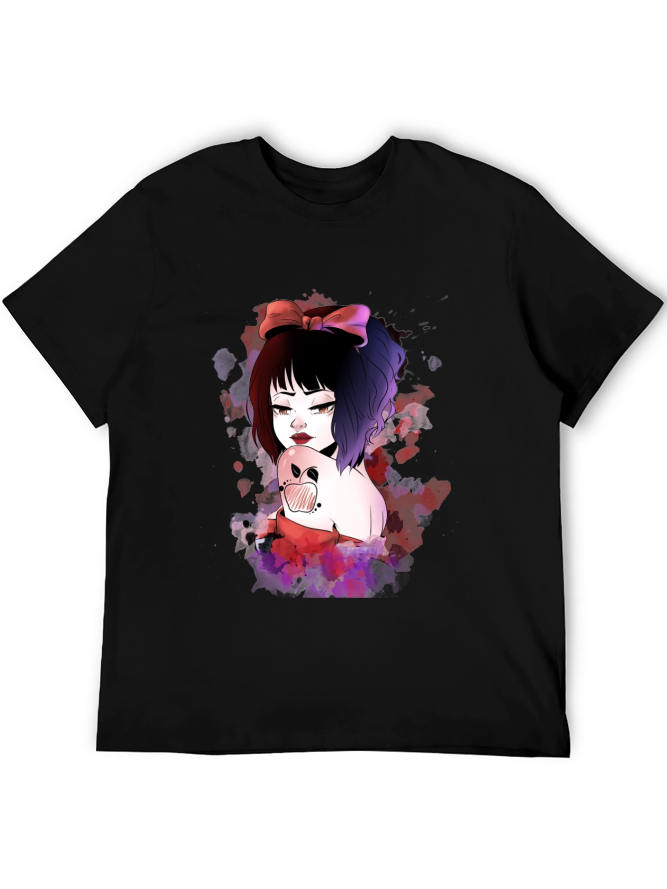 Gothic Anime Girl Black T-Shirt