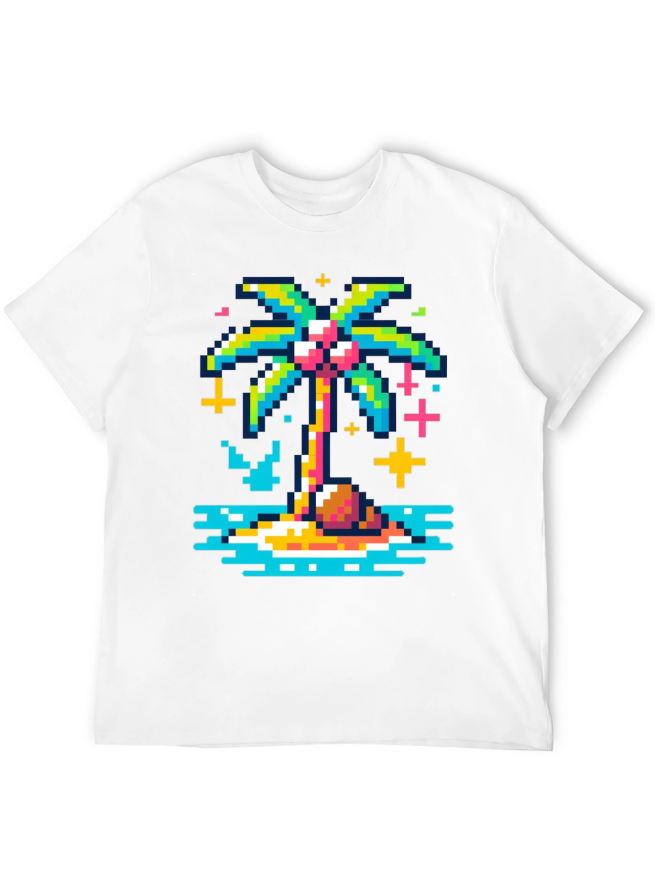 Pixel Palm Tree Graphic Tee - Retro Style