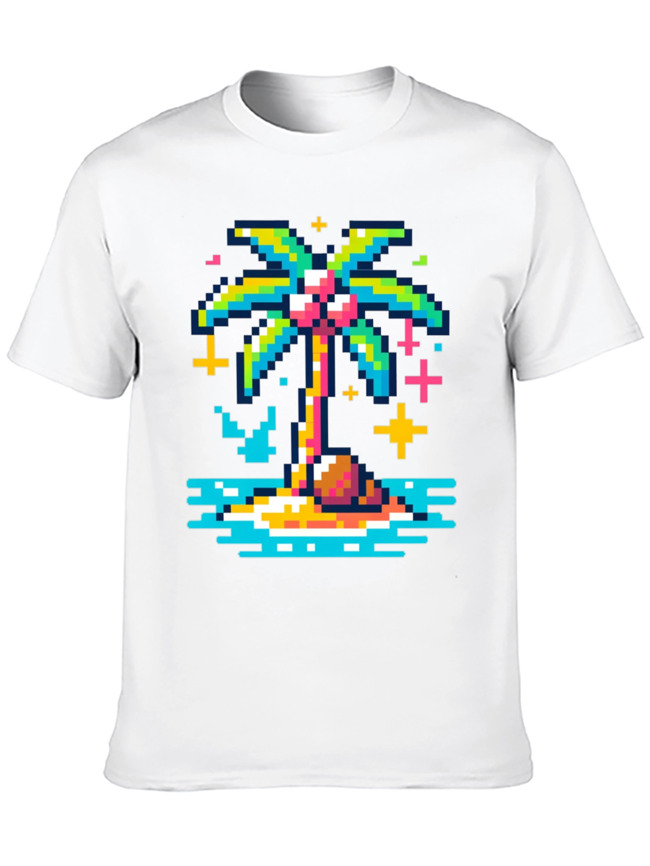 Pixel Palm Tree Graphic Tee - Retro Style
