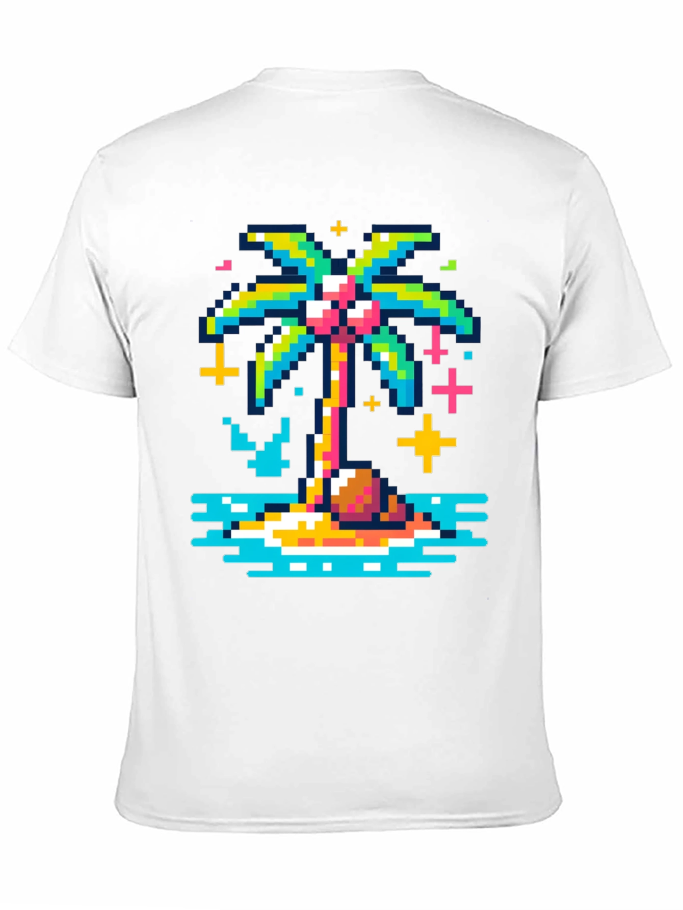 Pixel Palm Tree Graphic Tee - Retro Style