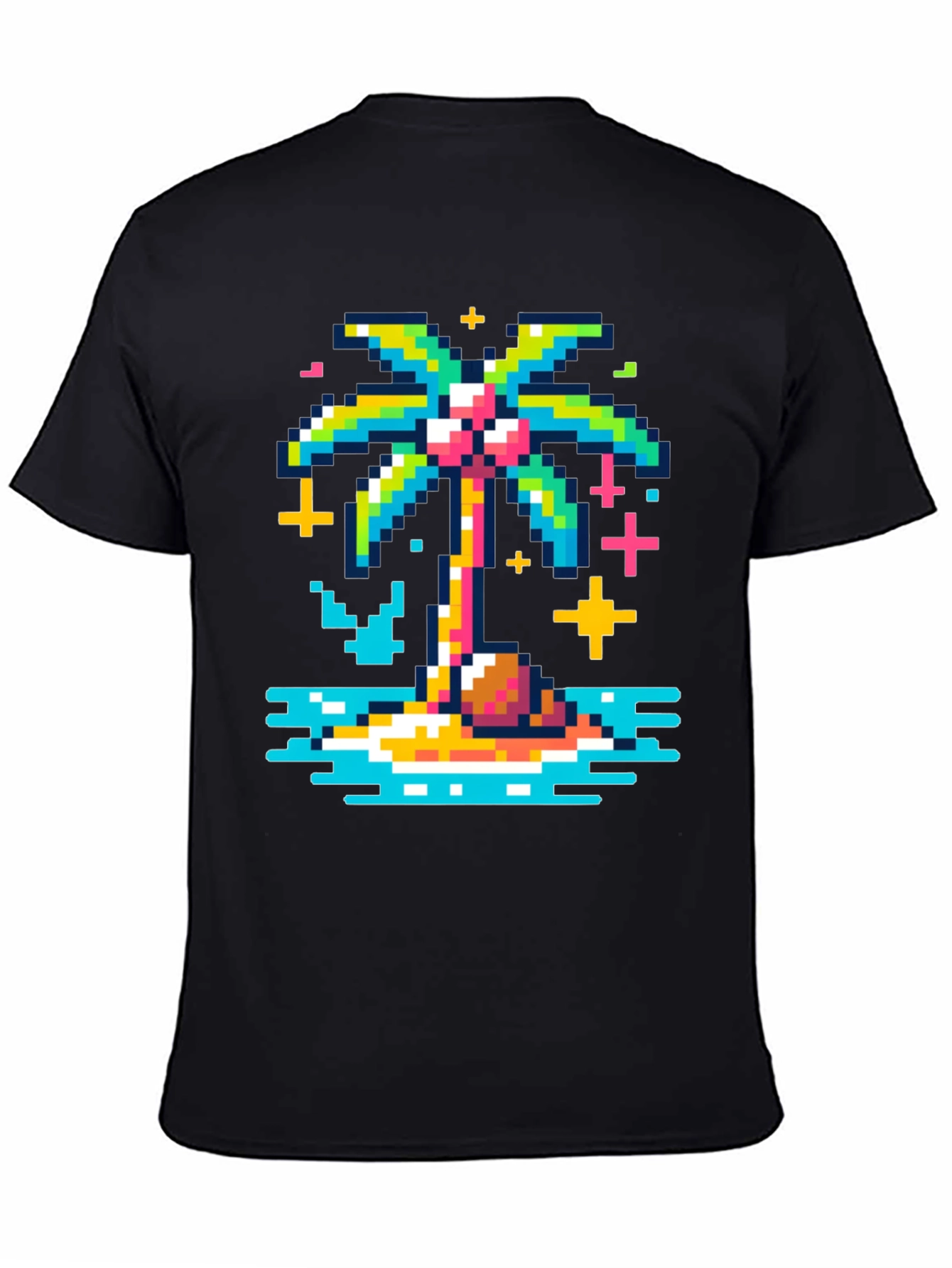 Pixel Palm Tree Graphic Tee - Retro Style
