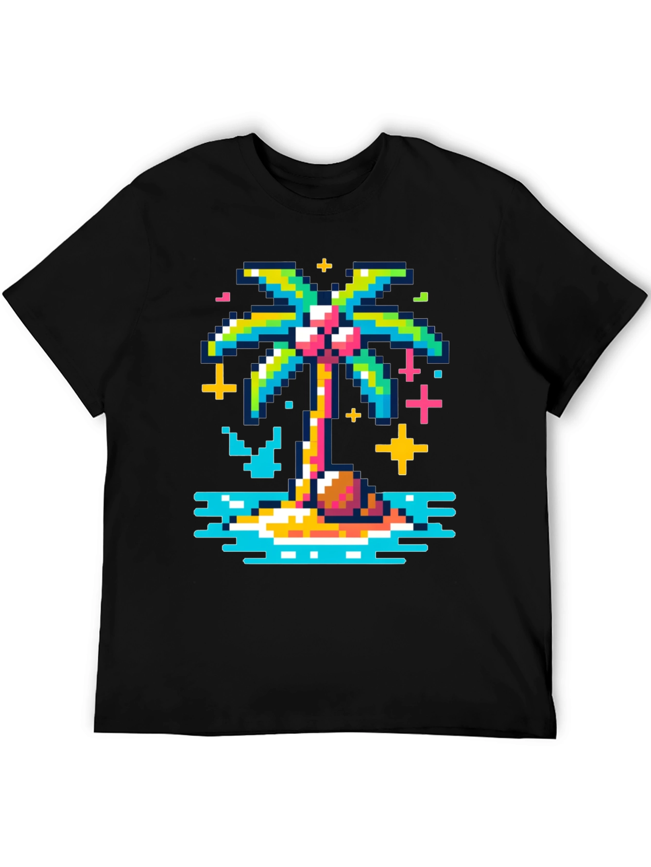 Pixel Palm Tree Graphic Tee - Retro Style