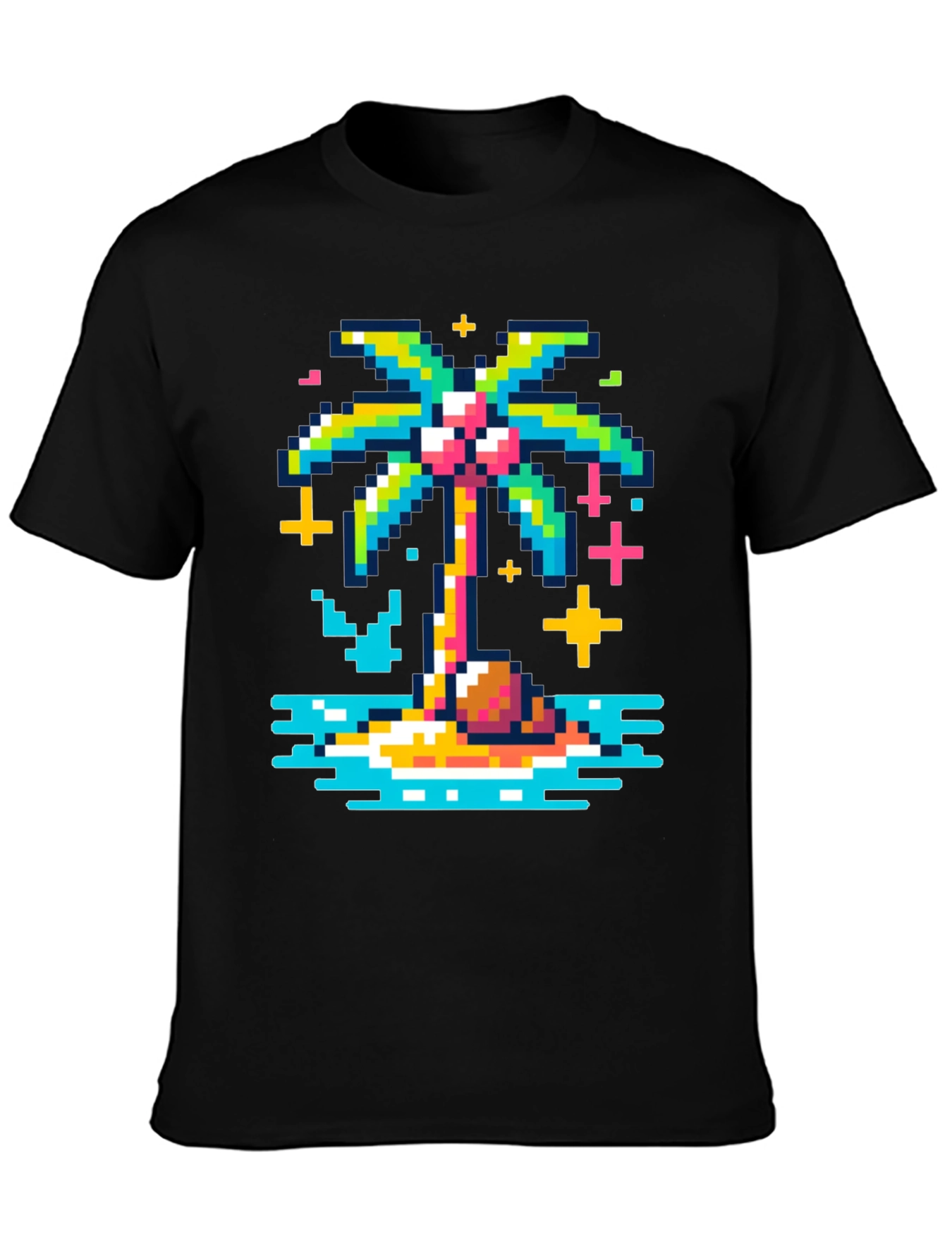 Pixel Palm Tree Graphic Tee - Retro Style