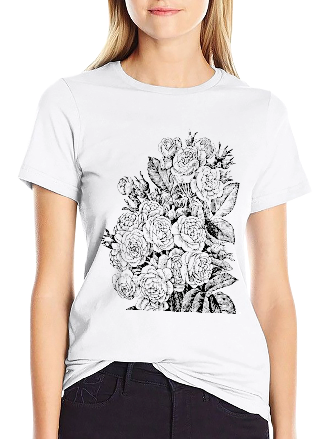 Floral Graphic Print Crew Neck T-Shirt