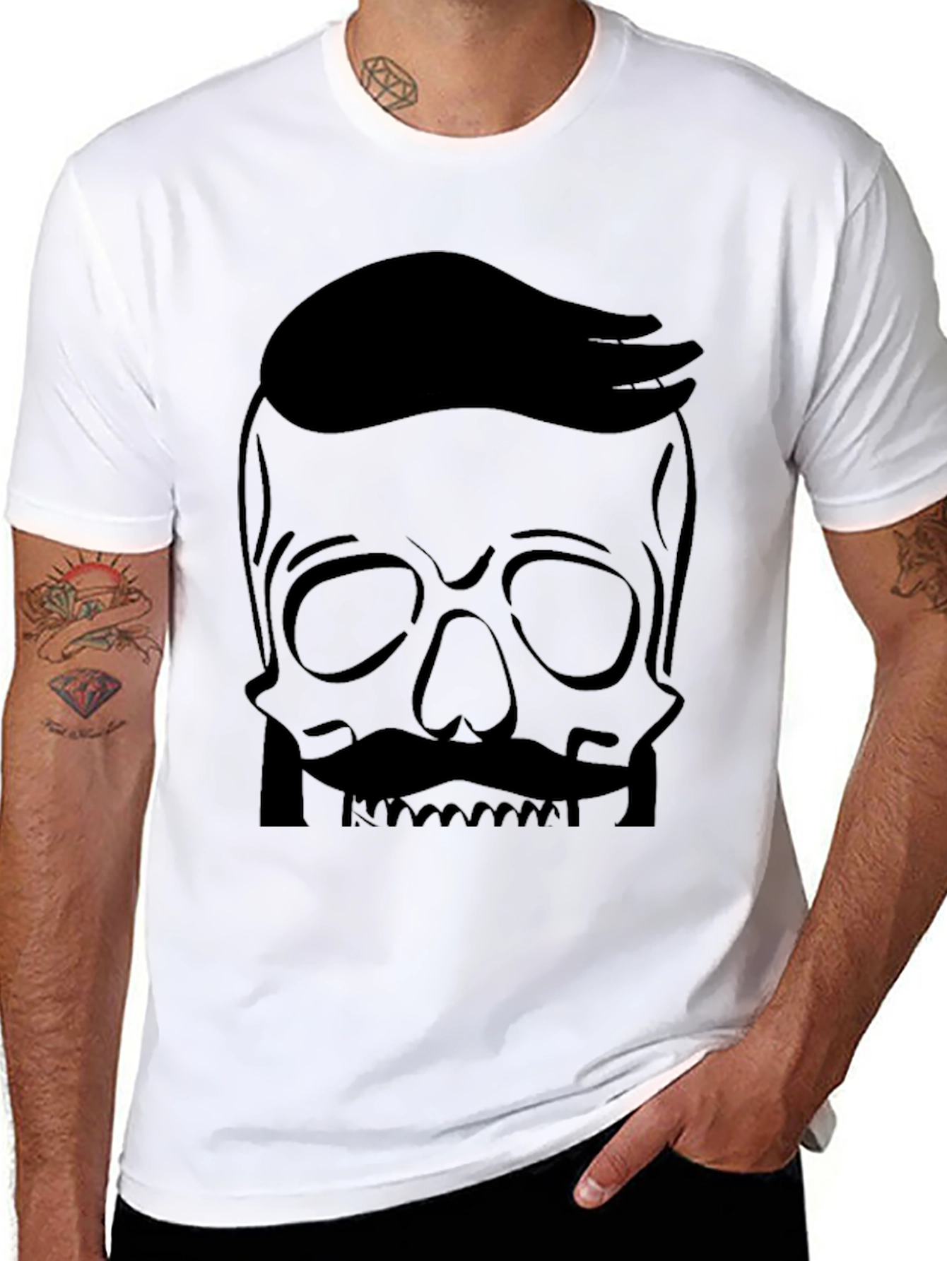 Skull with Hairdo Graphic Tee - Cool & Edgy