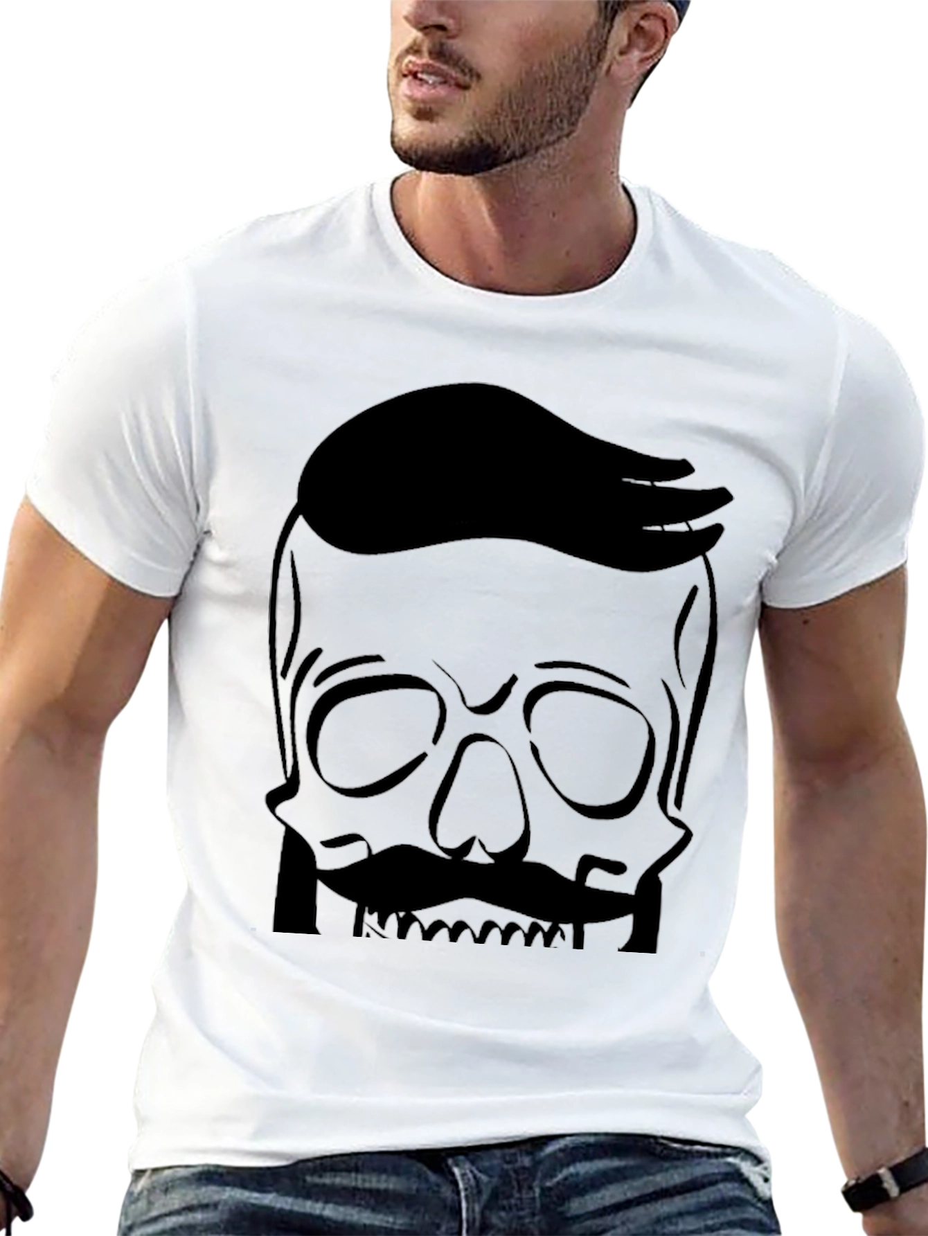 Skull with Hairdo Graphic Tee - Cool & Edgy