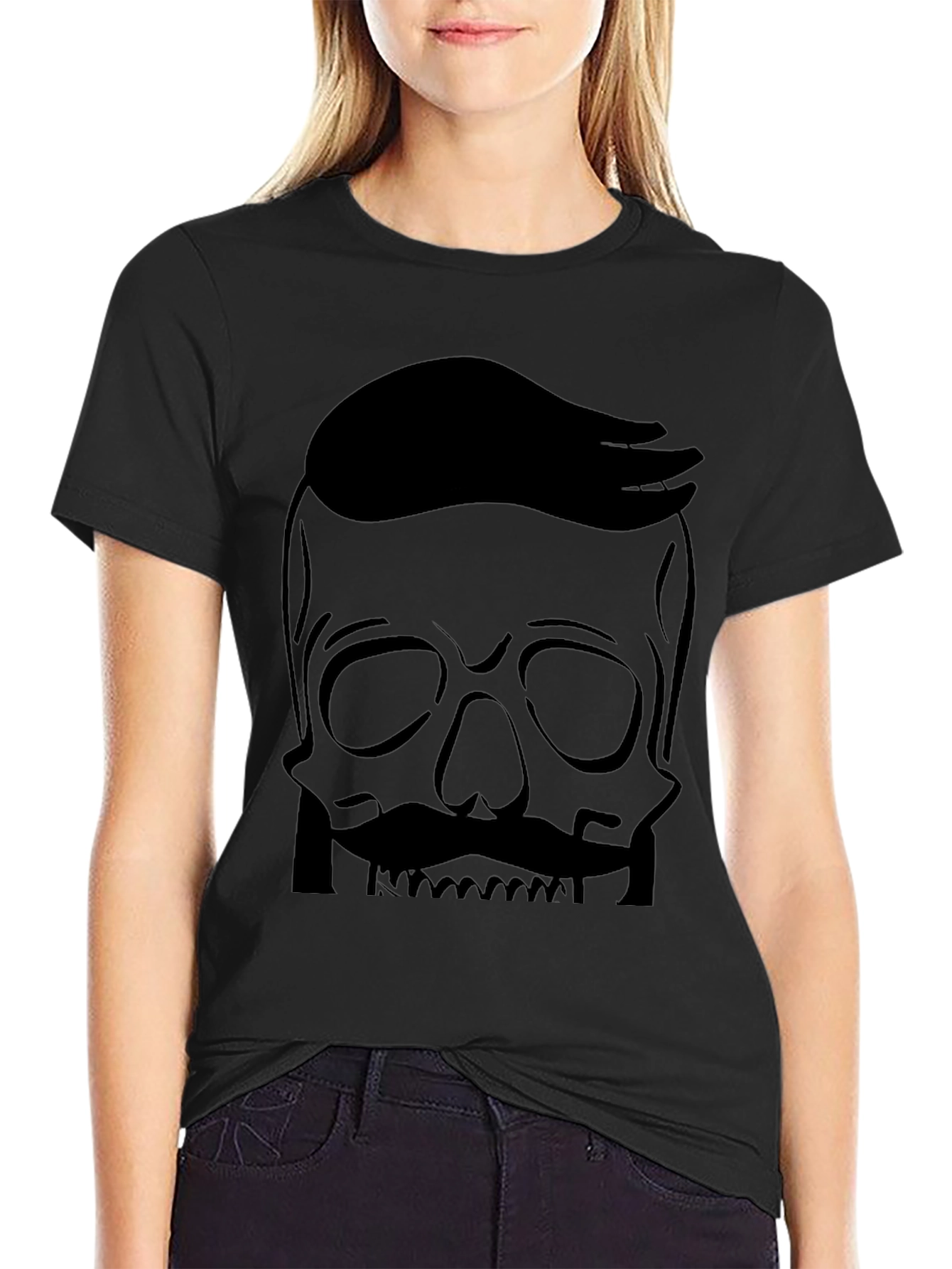 Skull with Hairdo Graphic Tee - Cool & Edgy