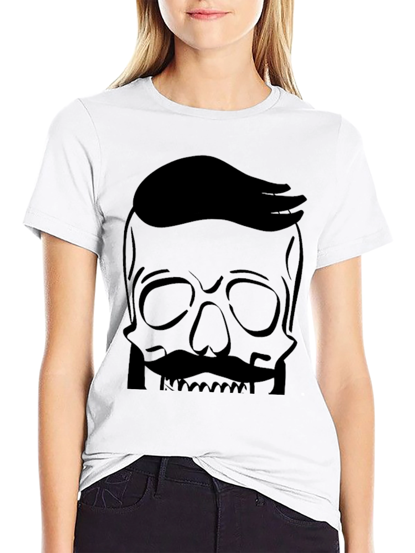 Skull with Hairdo Graphic Tee - Cool & Edgy