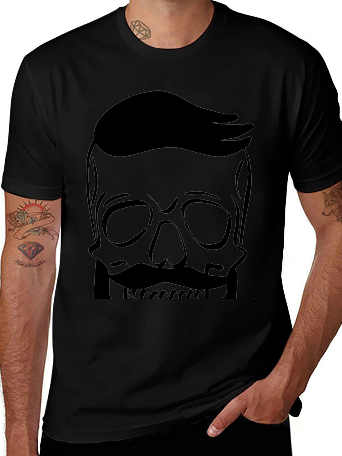 Skull with Hairdo Graphic Tee - Cool & Edgy