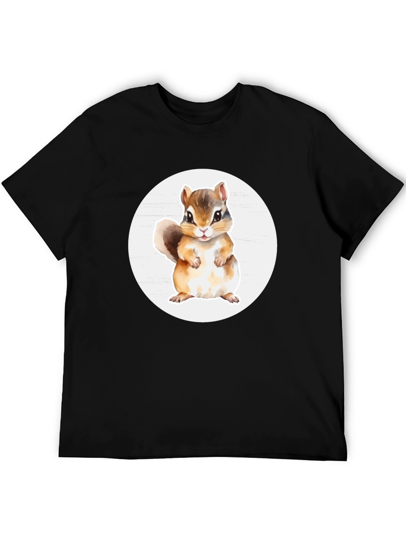 Cute Chipmunk Graphic Tee - Soft Black Cotton
