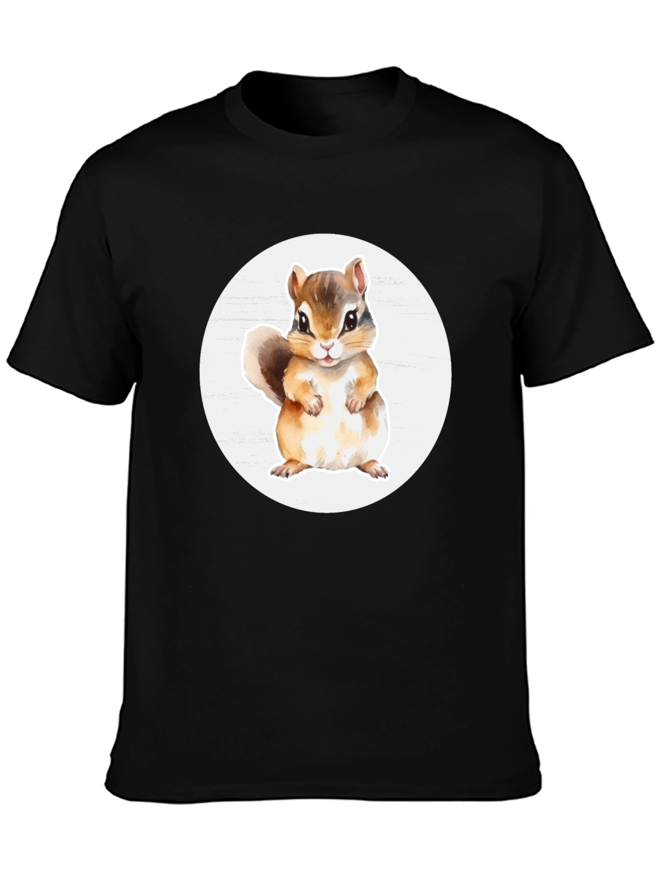 Cute Chipmunk Graphic Tee - Soft Black Cotton