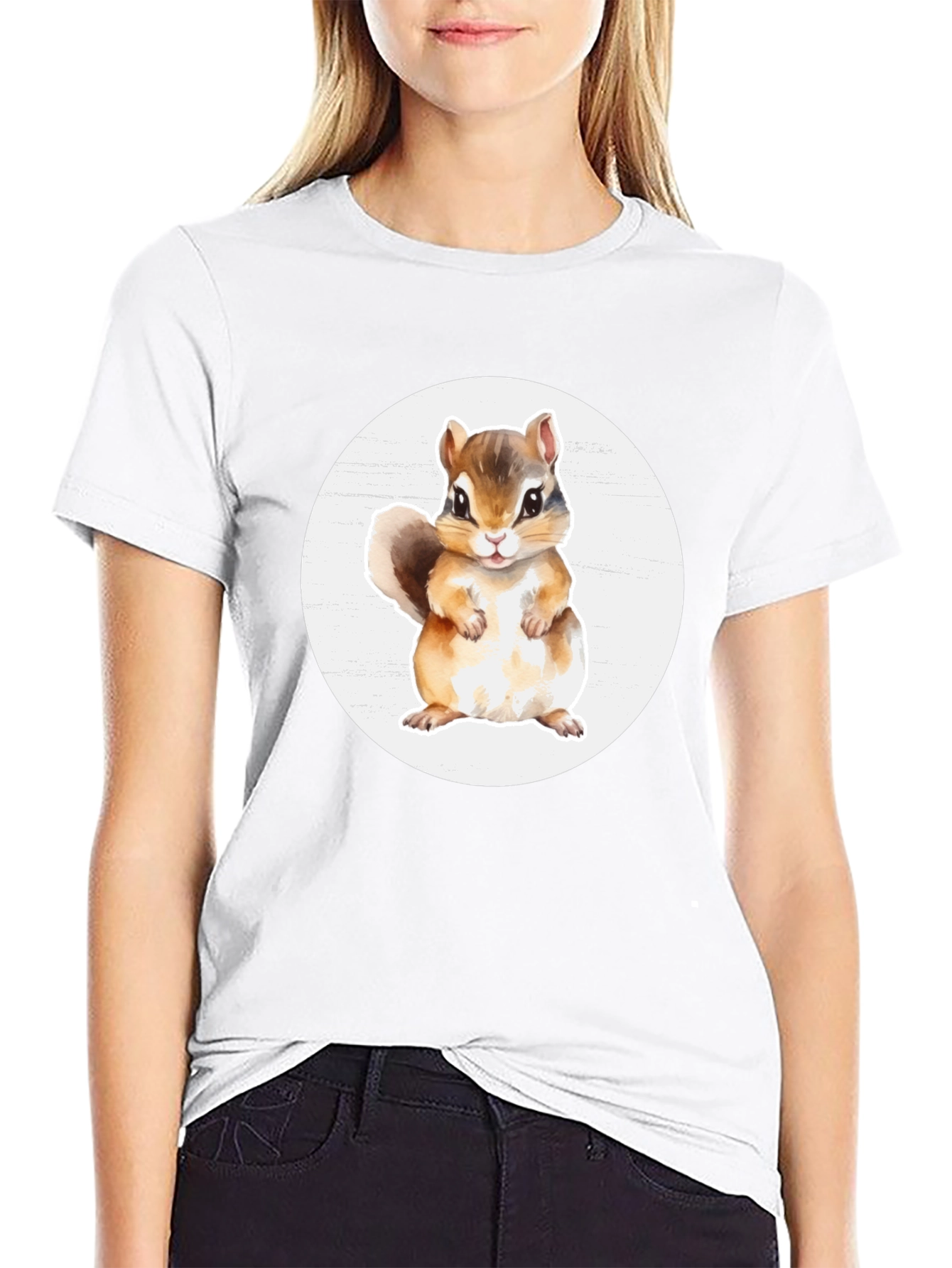 Cute Chipmunk Graphic Tee - Soft Black Cotton
