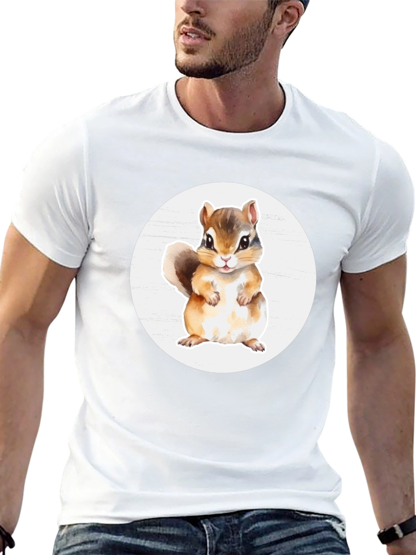 Cute Chipmunk Graphic Tee - Soft Black Cotton