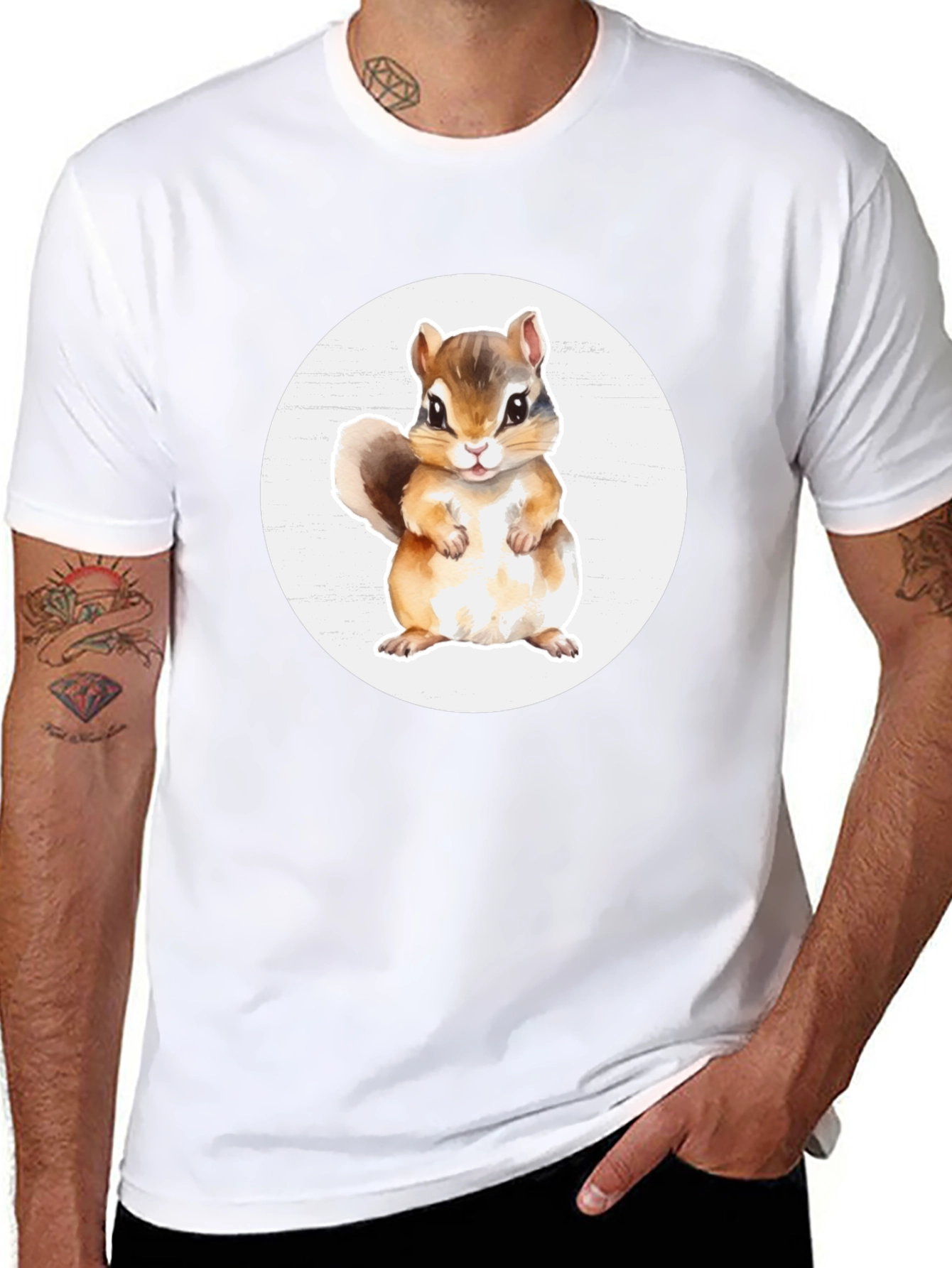 Cute Chipmunk Graphic Tee - Soft Black Cotton