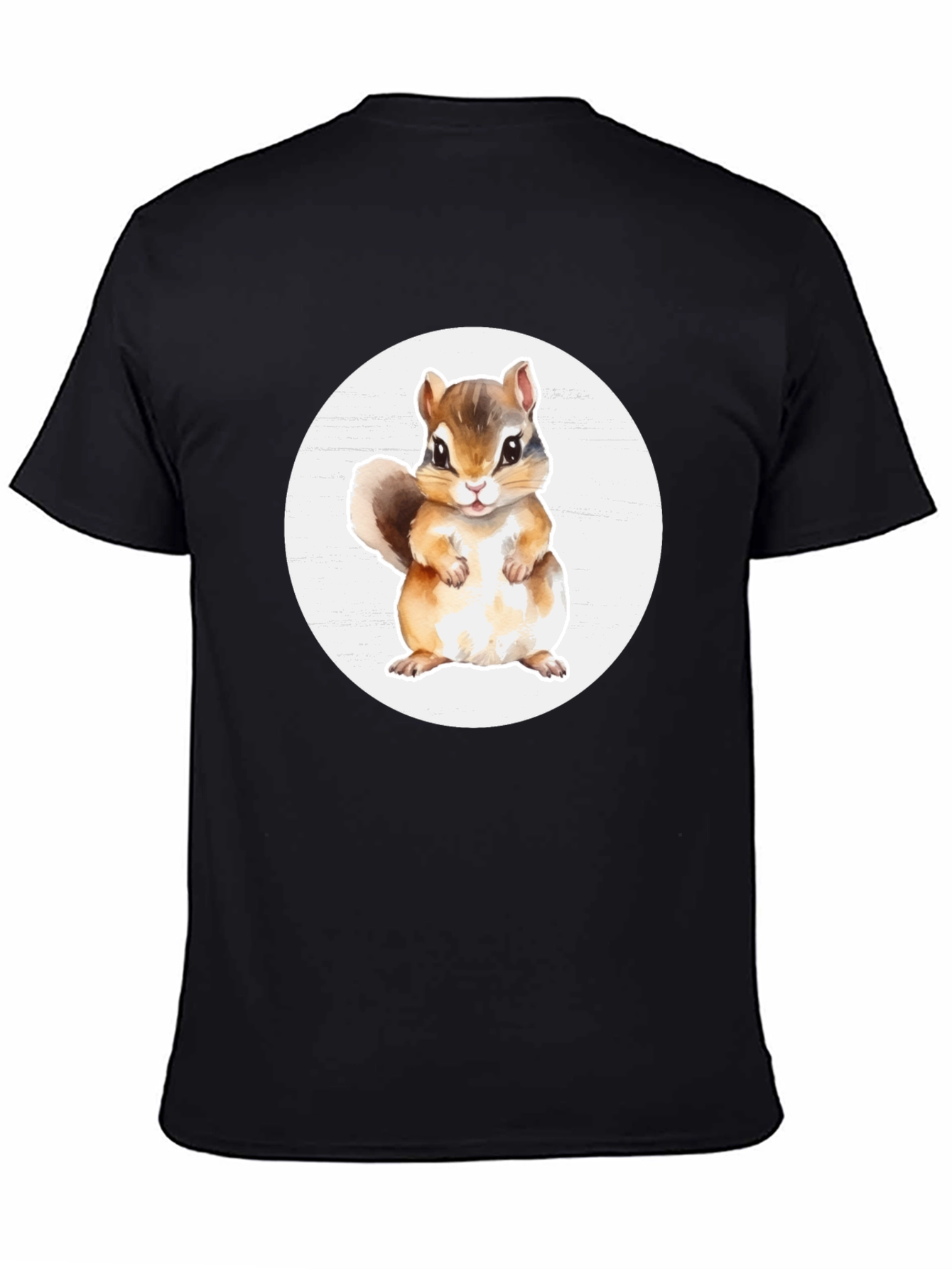 Cute Chipmunk Graphic Tee - Soft Black Cotton