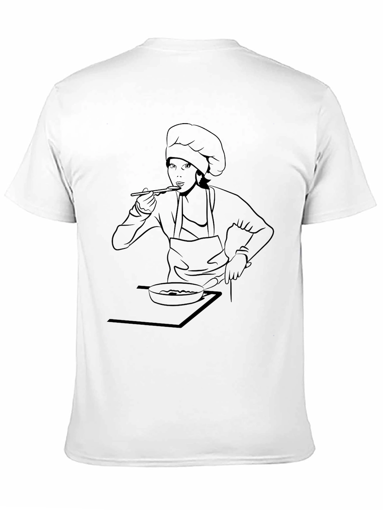 Chef Woman Line Art Graphic Tee - Black