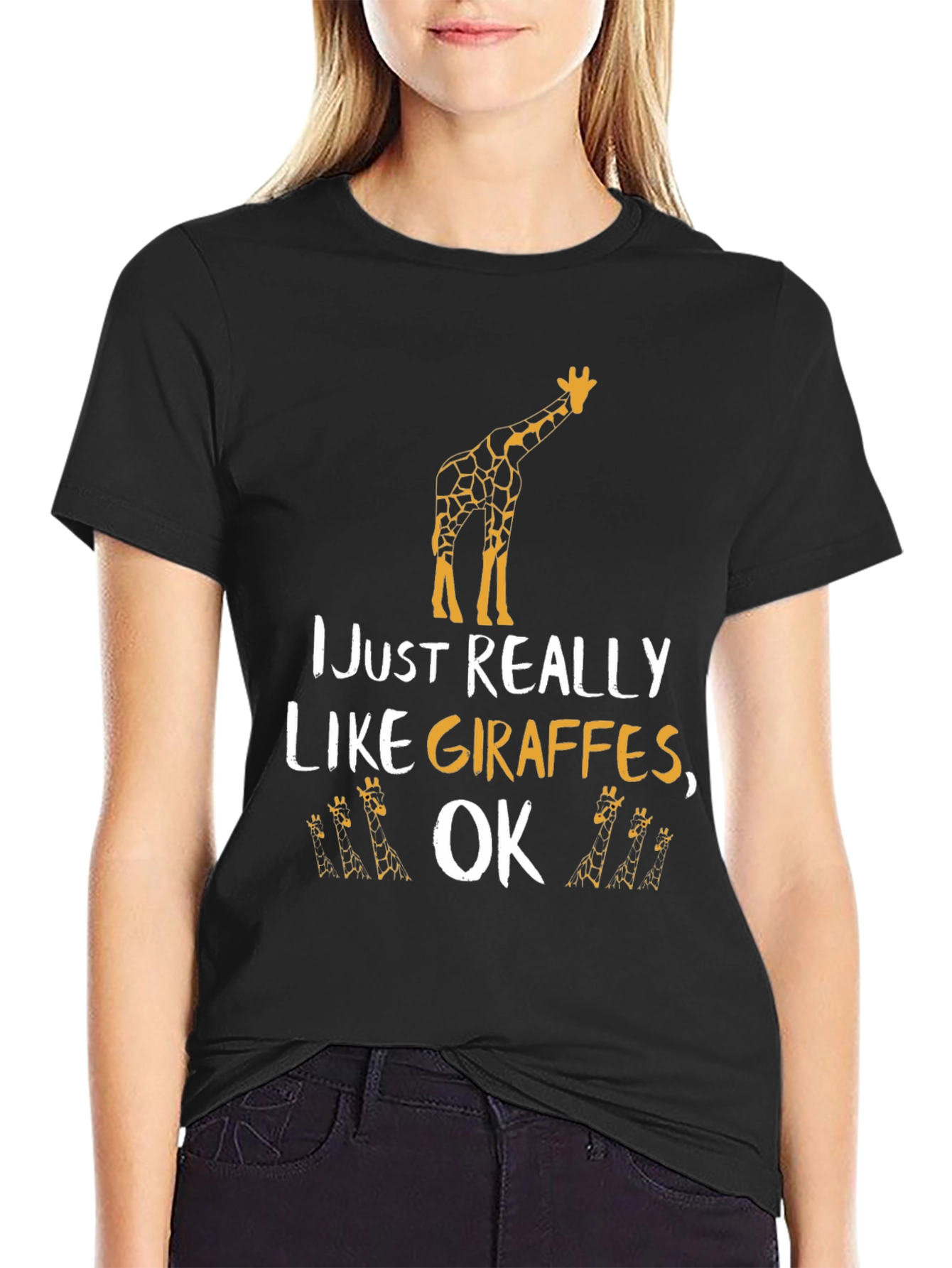 I Just Really Like Giraffes Mens Black T-Shirt