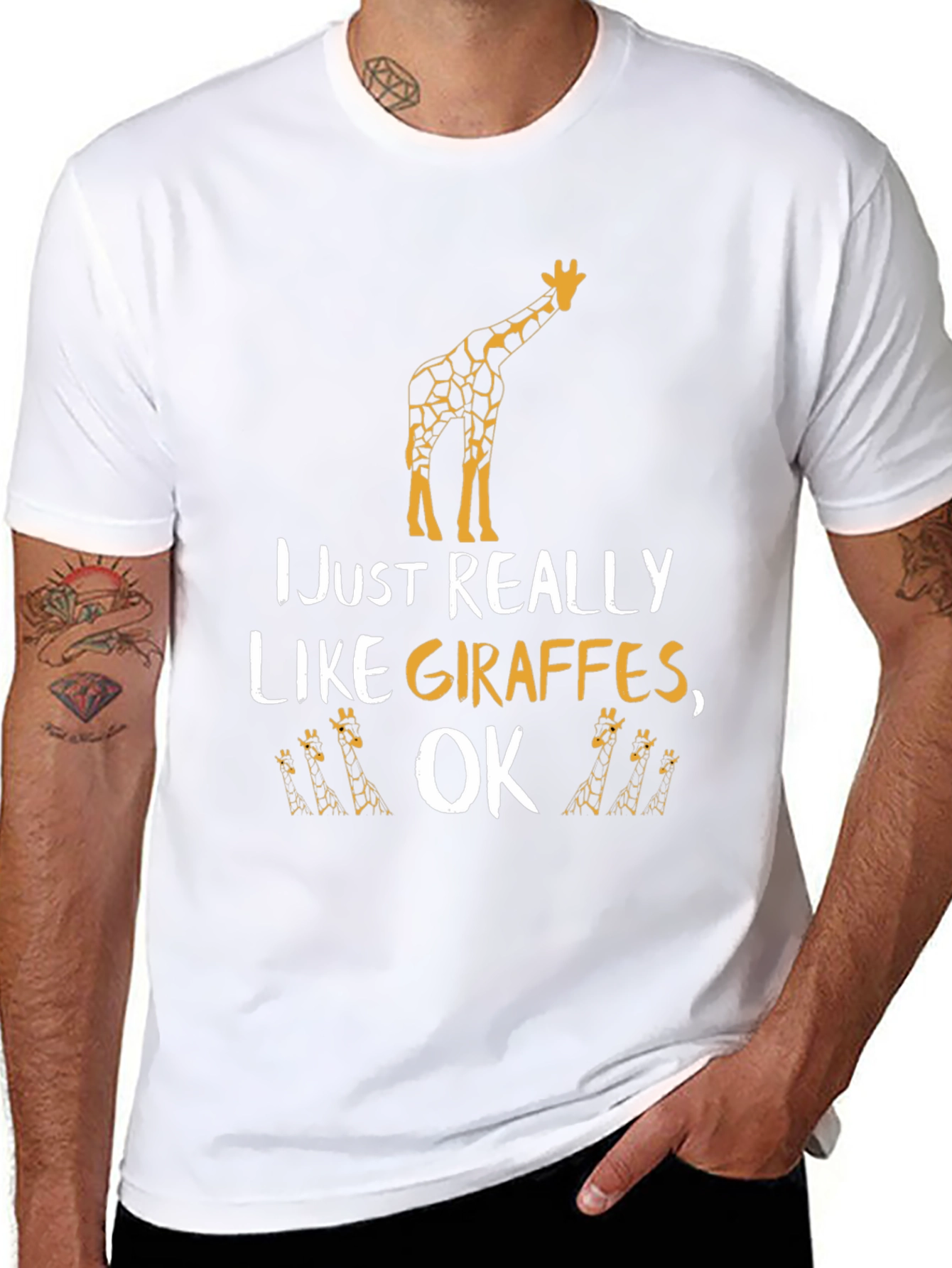 I Just Really Like Giraffes Mens Black T-Shirt