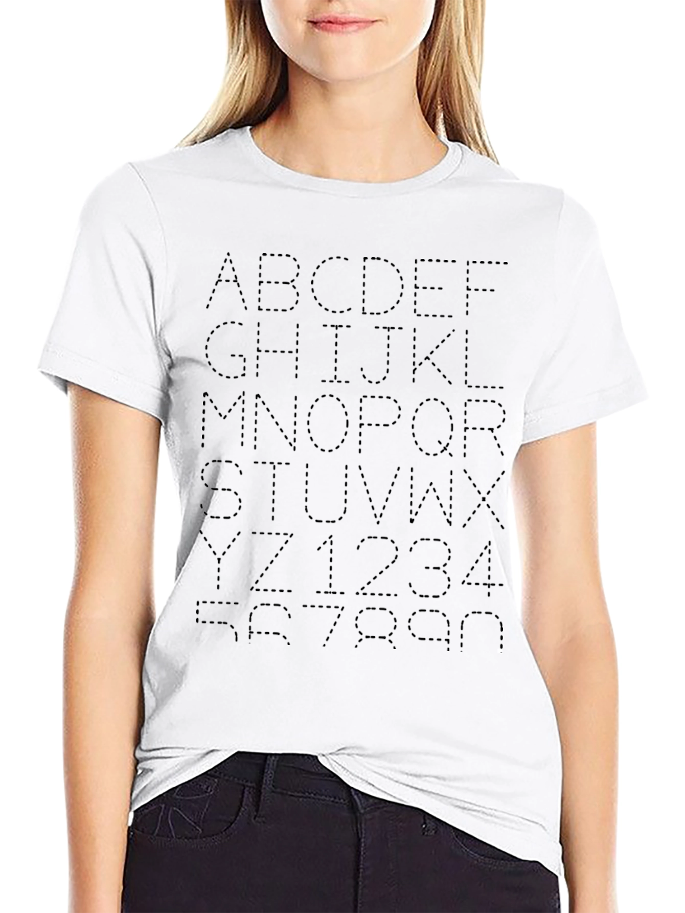 Alphabet & Numbers Dotted Black T-Shirt
