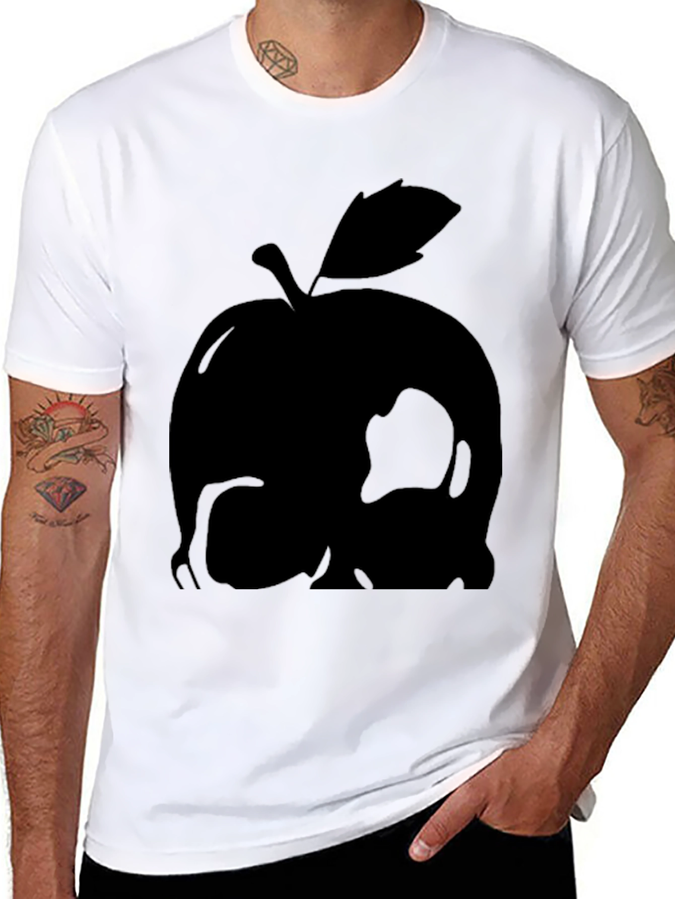 Apple Skull Graphic Tee - Mens Black T-Shirt