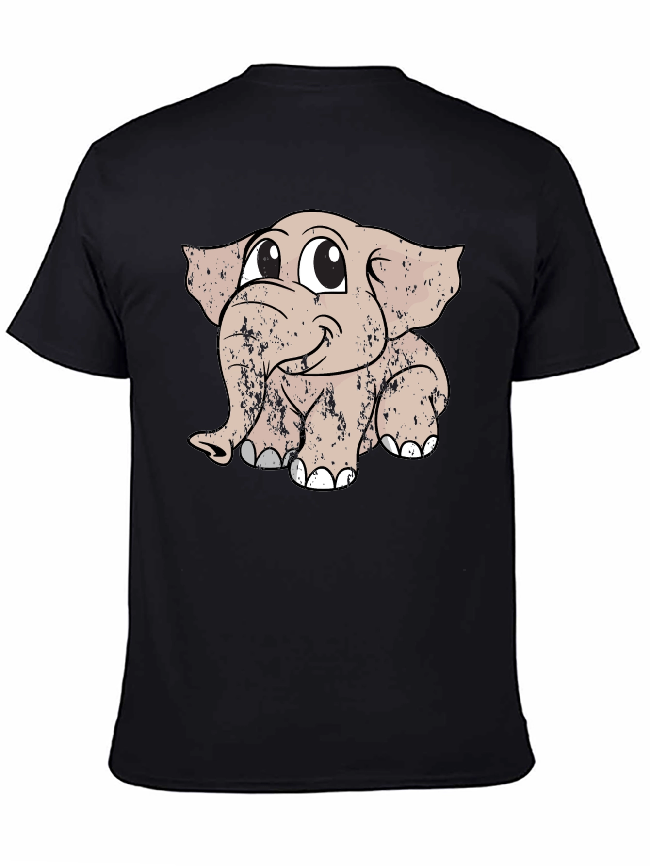Cute Elephant Graphic Tee - Mens Black T-Shirt