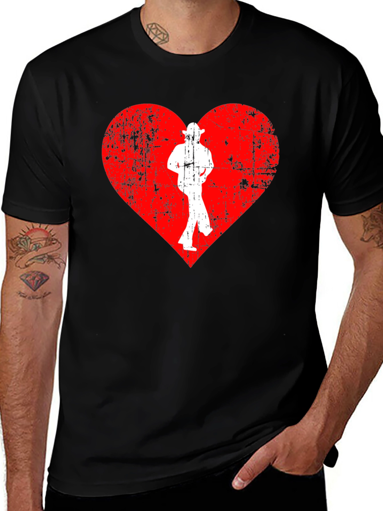 Red Heart Dancer T-Shirt - Black