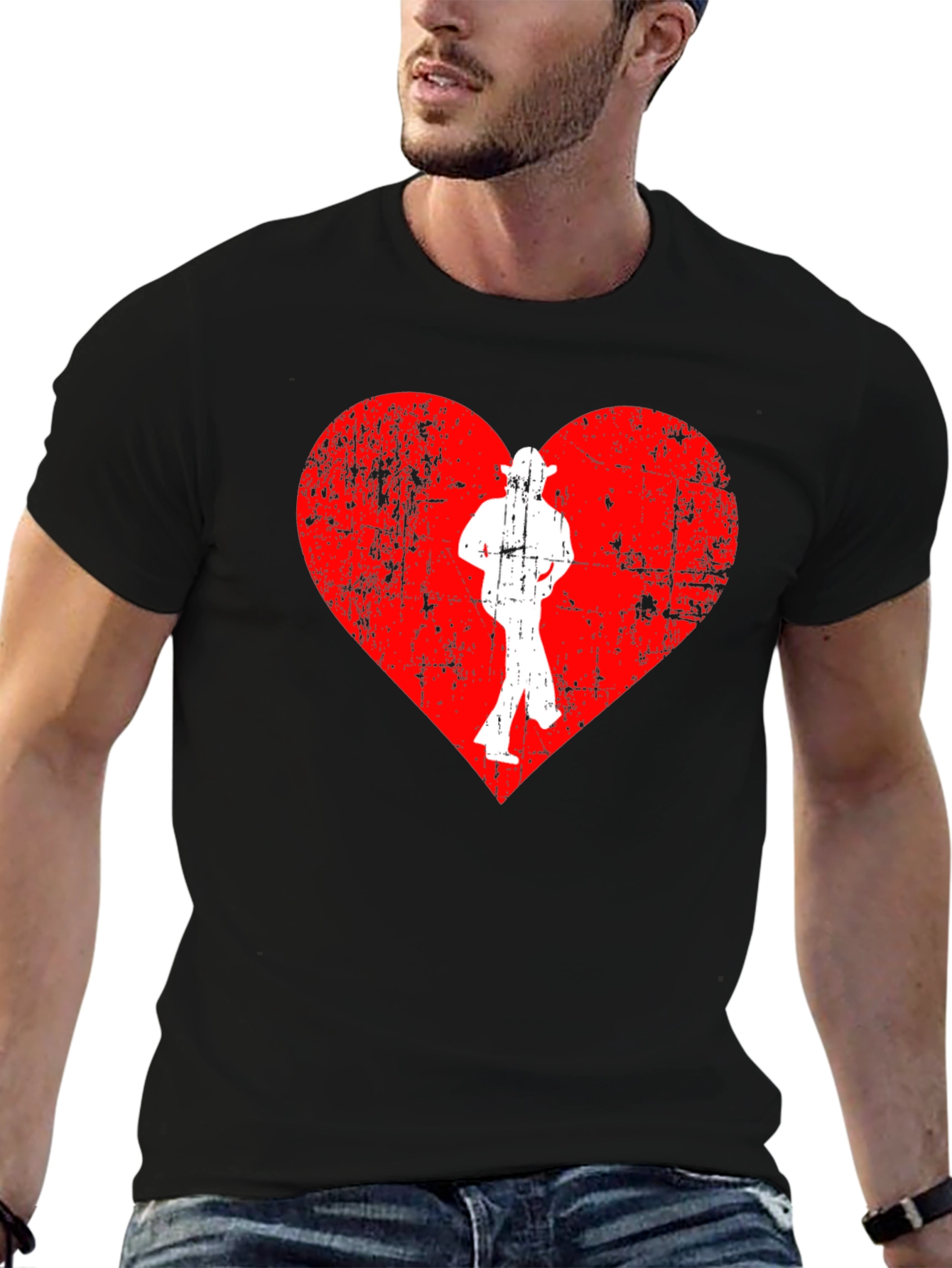 Red Heart Dancer T-Shirt - Black
