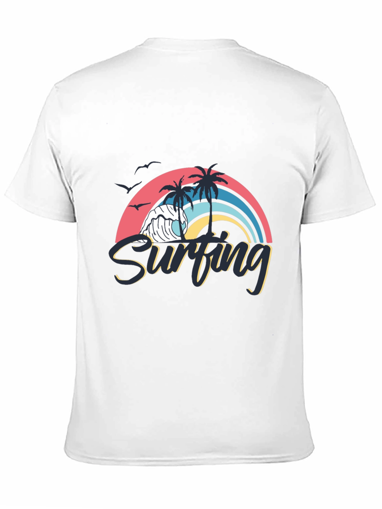 Surfing Wave Graphic Black T-Shirt